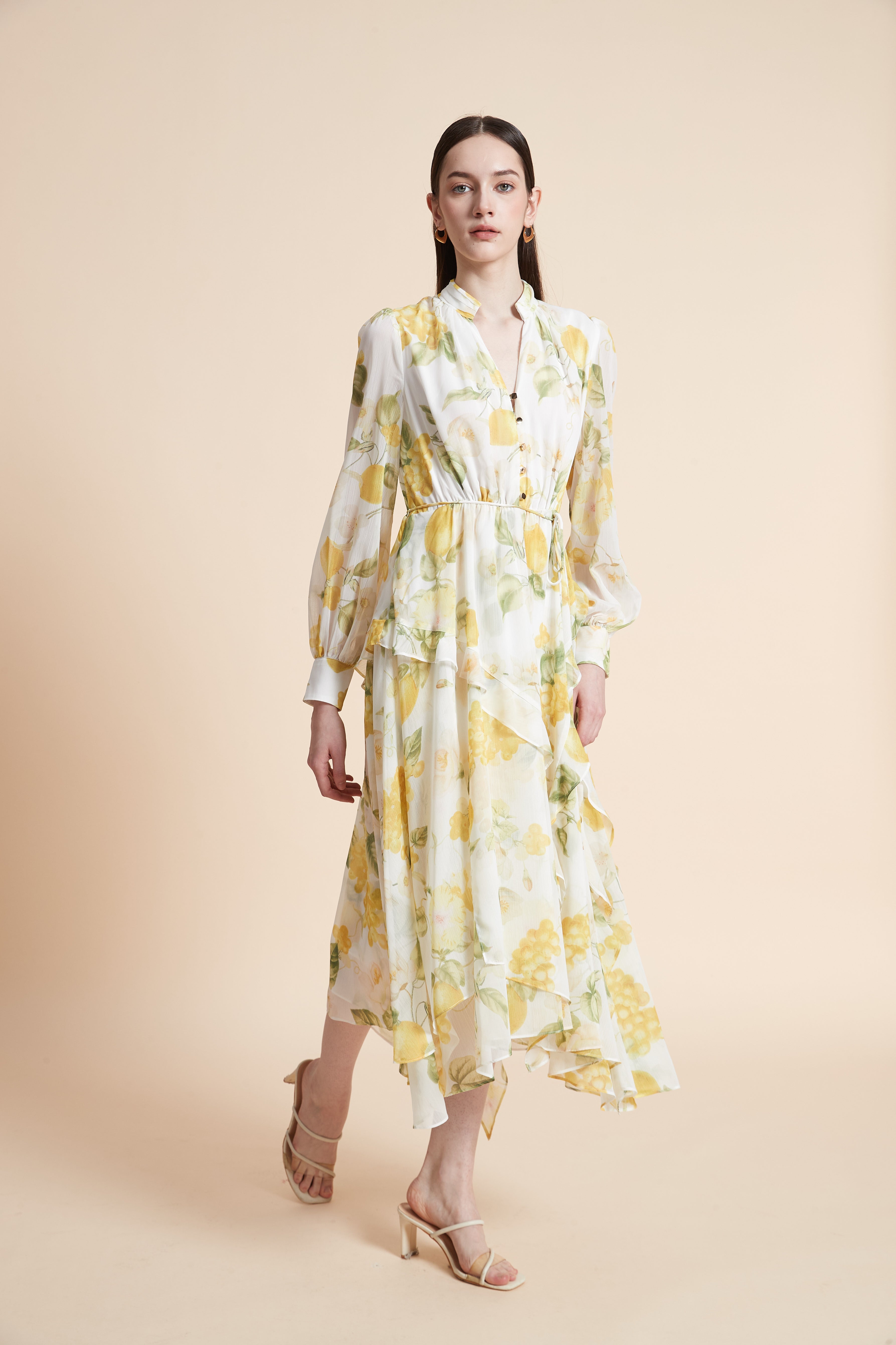 Floral Midi Dress with Long Sleeves