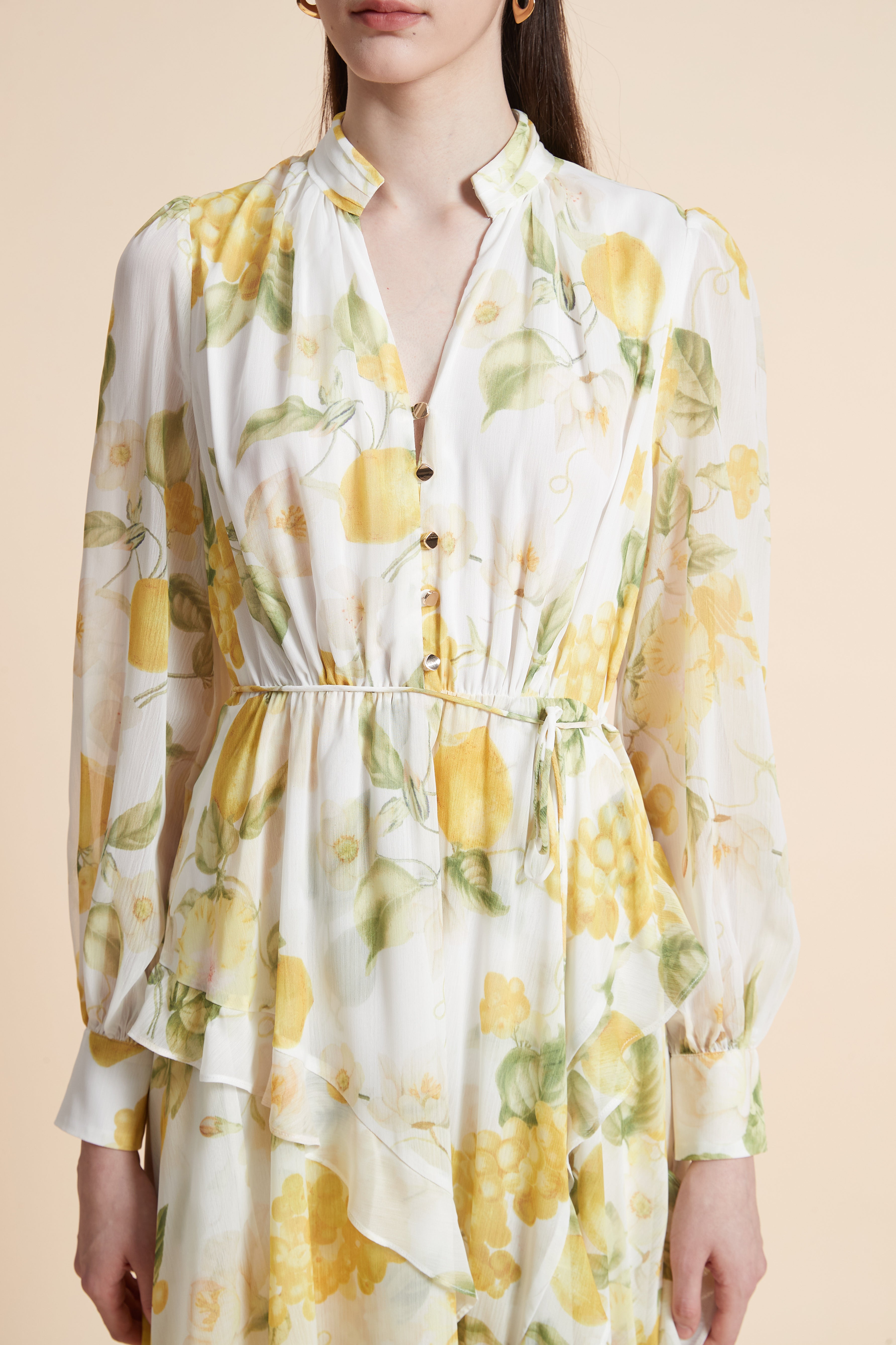 Floral Midi Dress with Long Sleeves