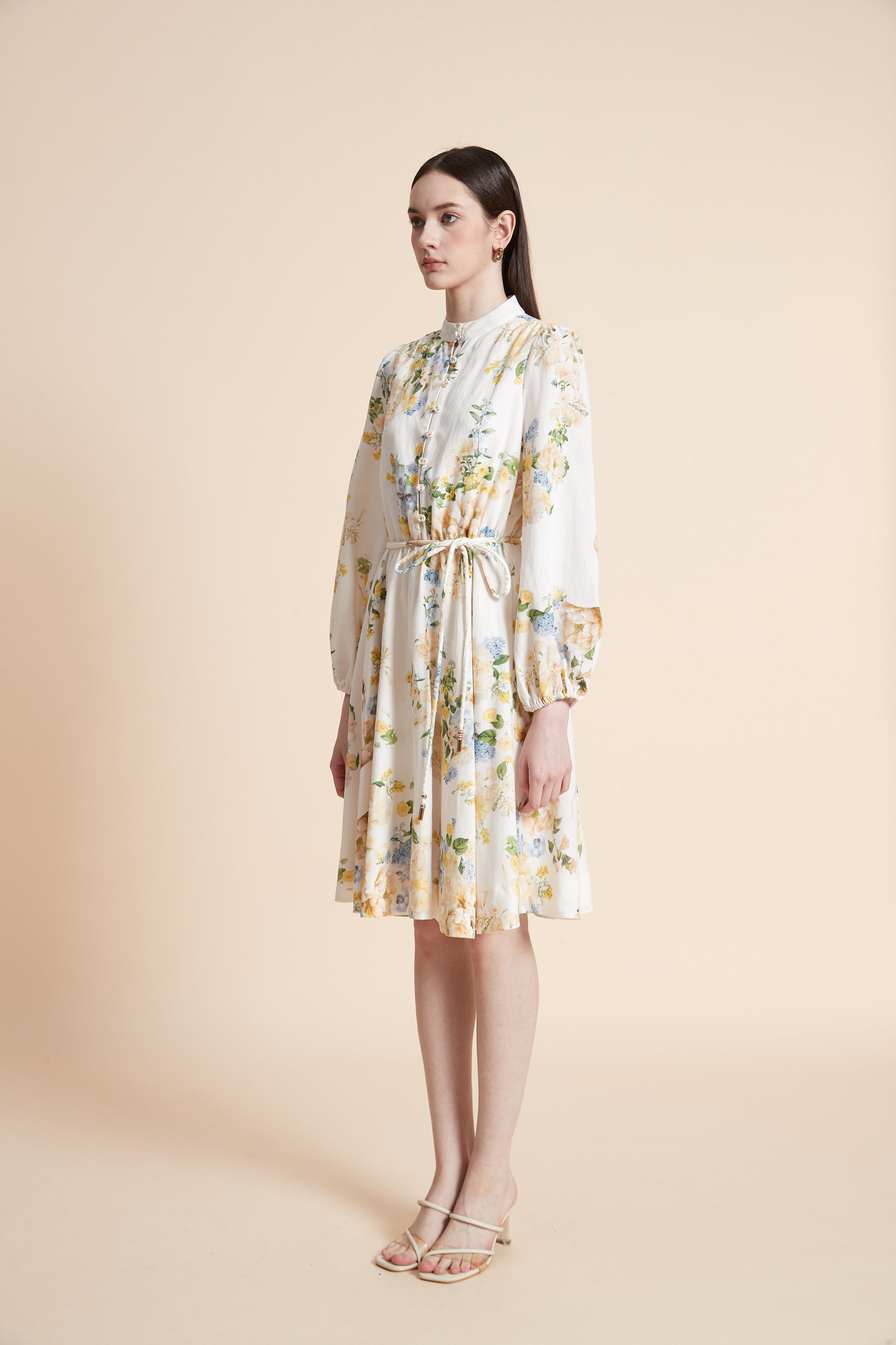 Floral Midi Dress with Long Sleeves