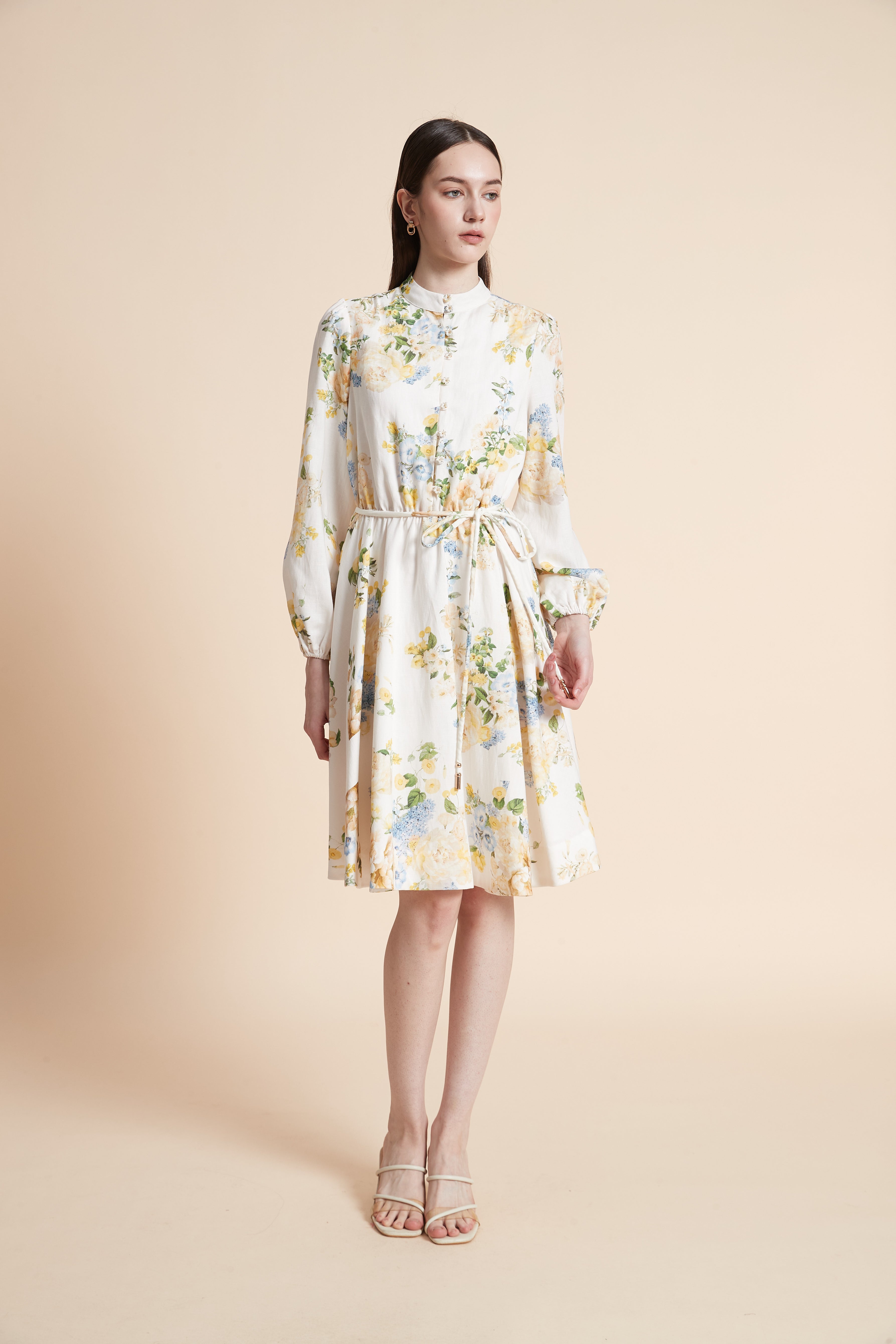 Floral Midi Dress with Long Sleeves