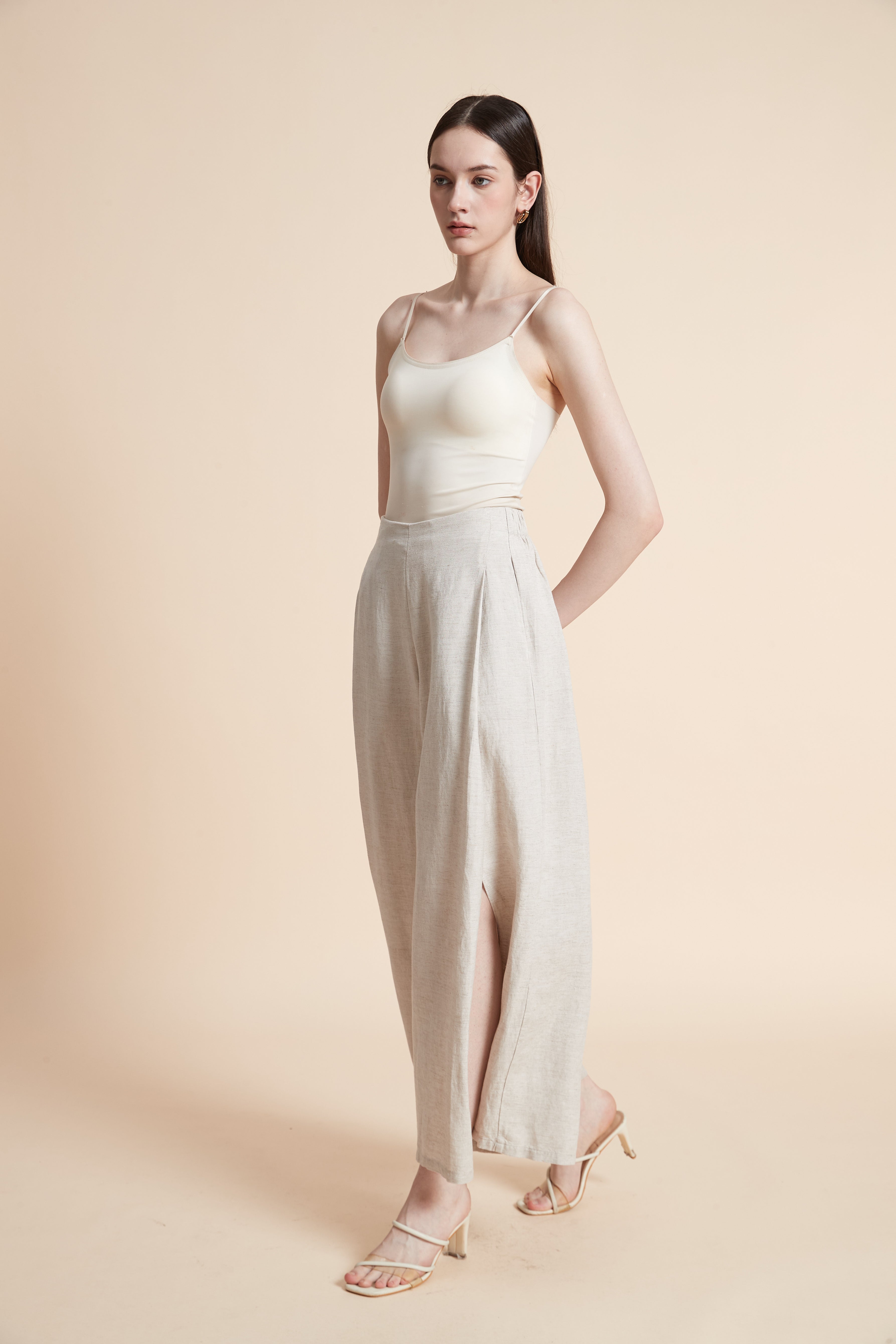 Wide-Leg Plain Dress Pants