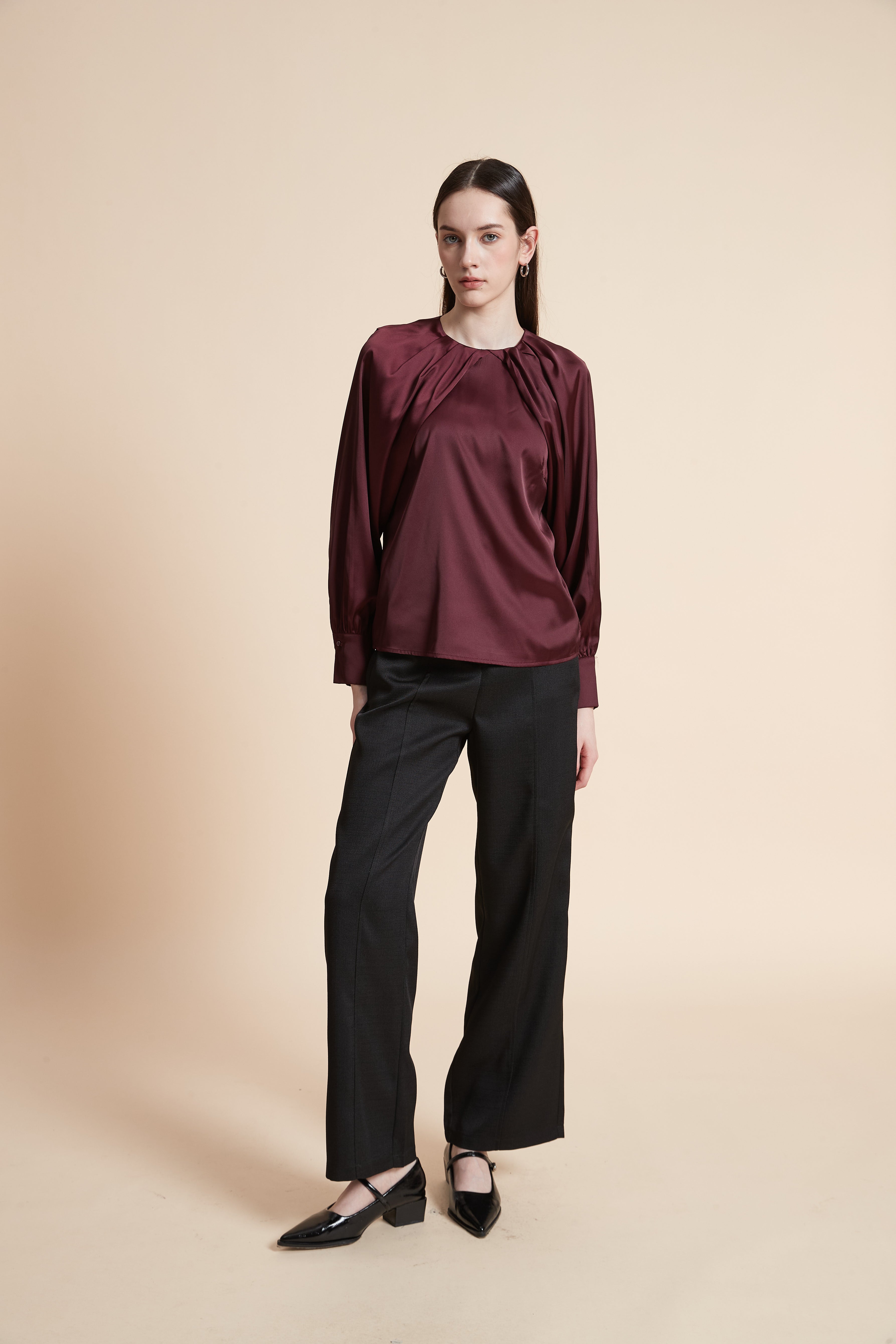 Solid Long Sleeve Blouse