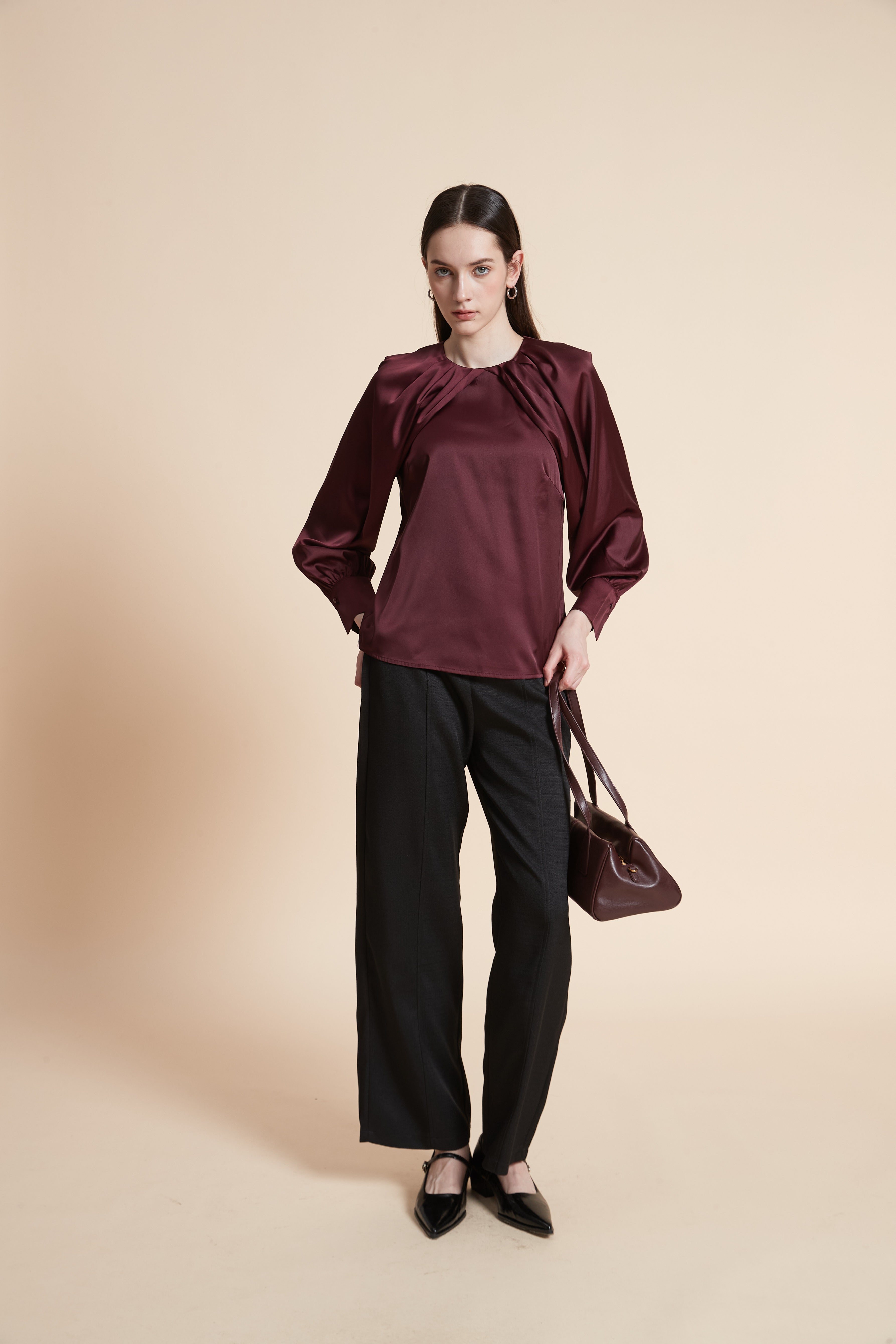 Solid Long Sleeve Blouse