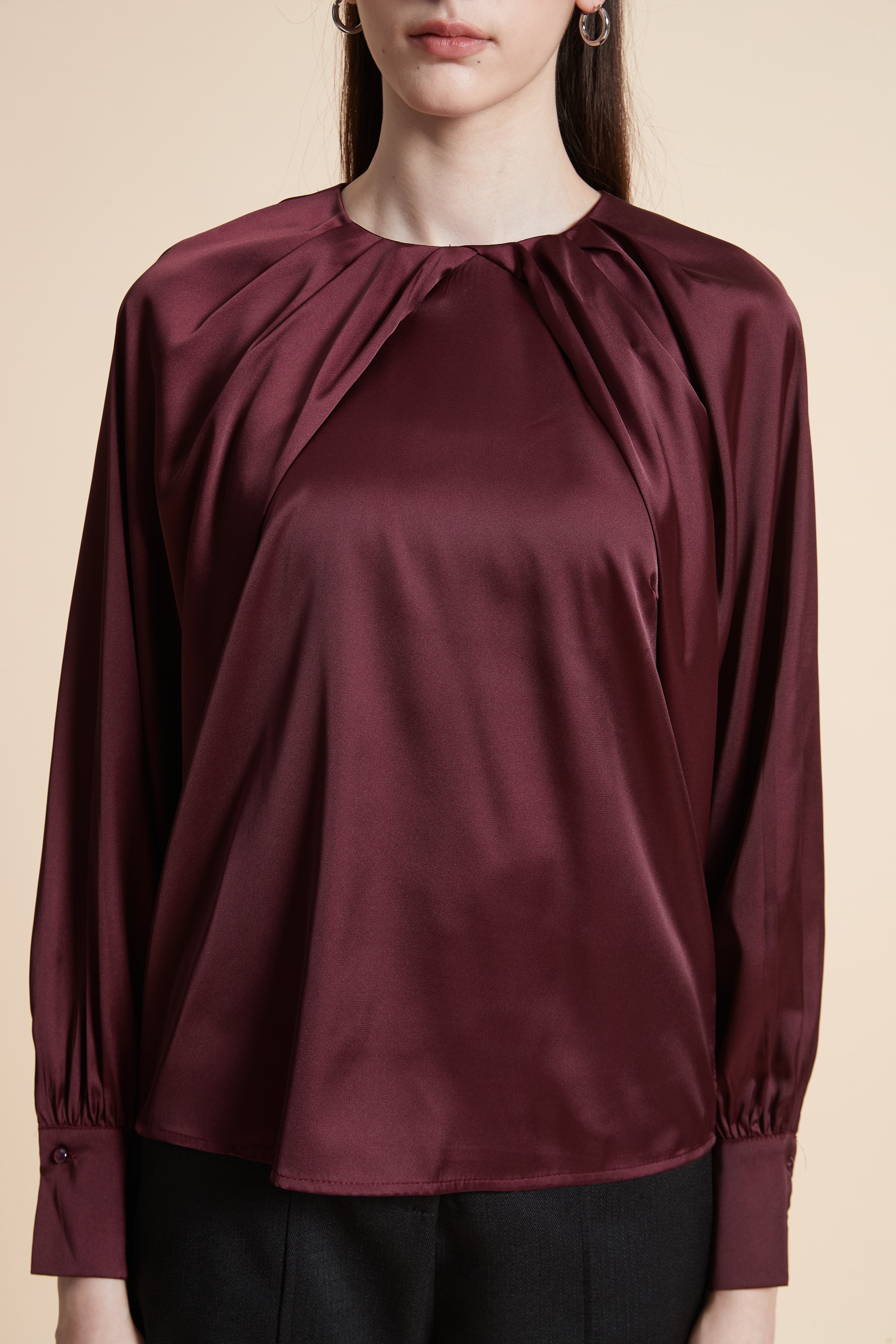 Solid Long Sleeve Blouse