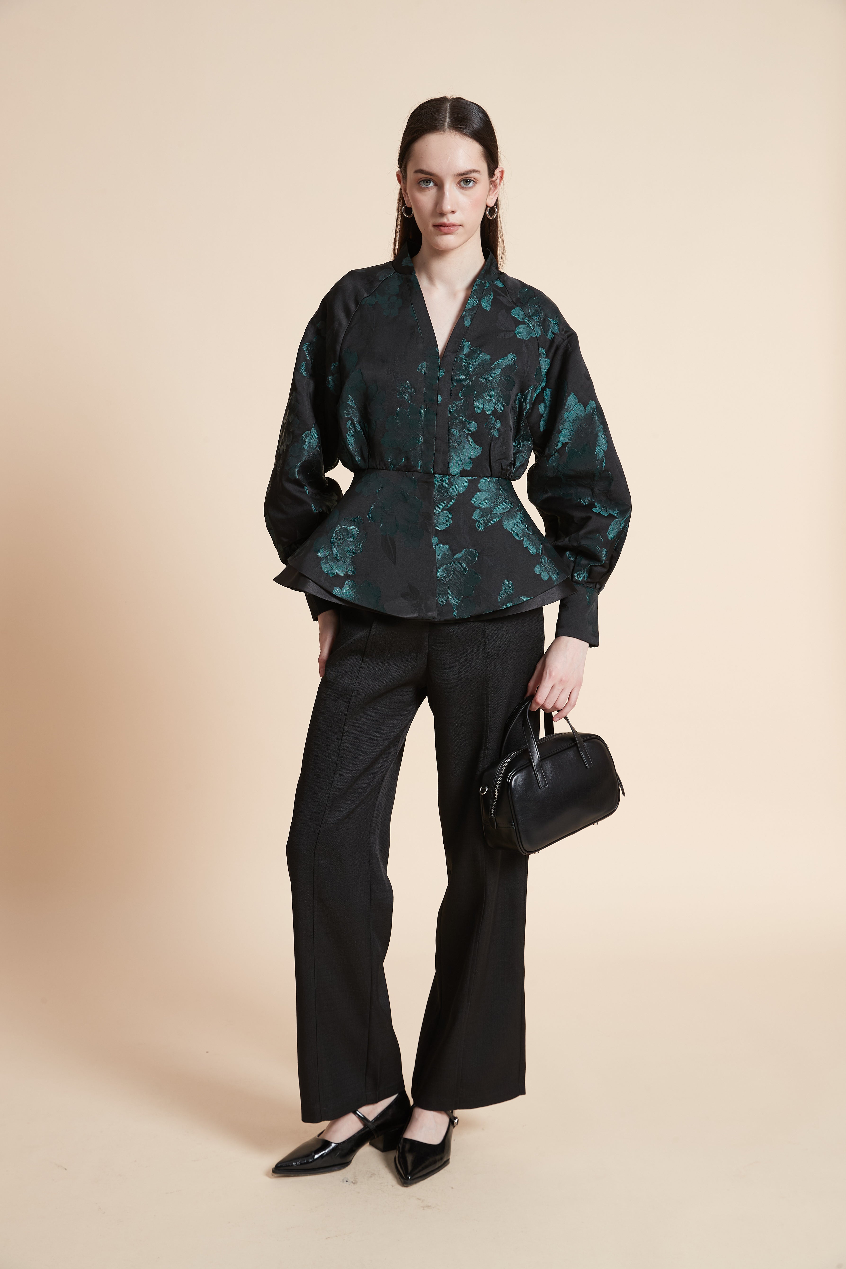 Long Sleeve Ruched Printed Jacket