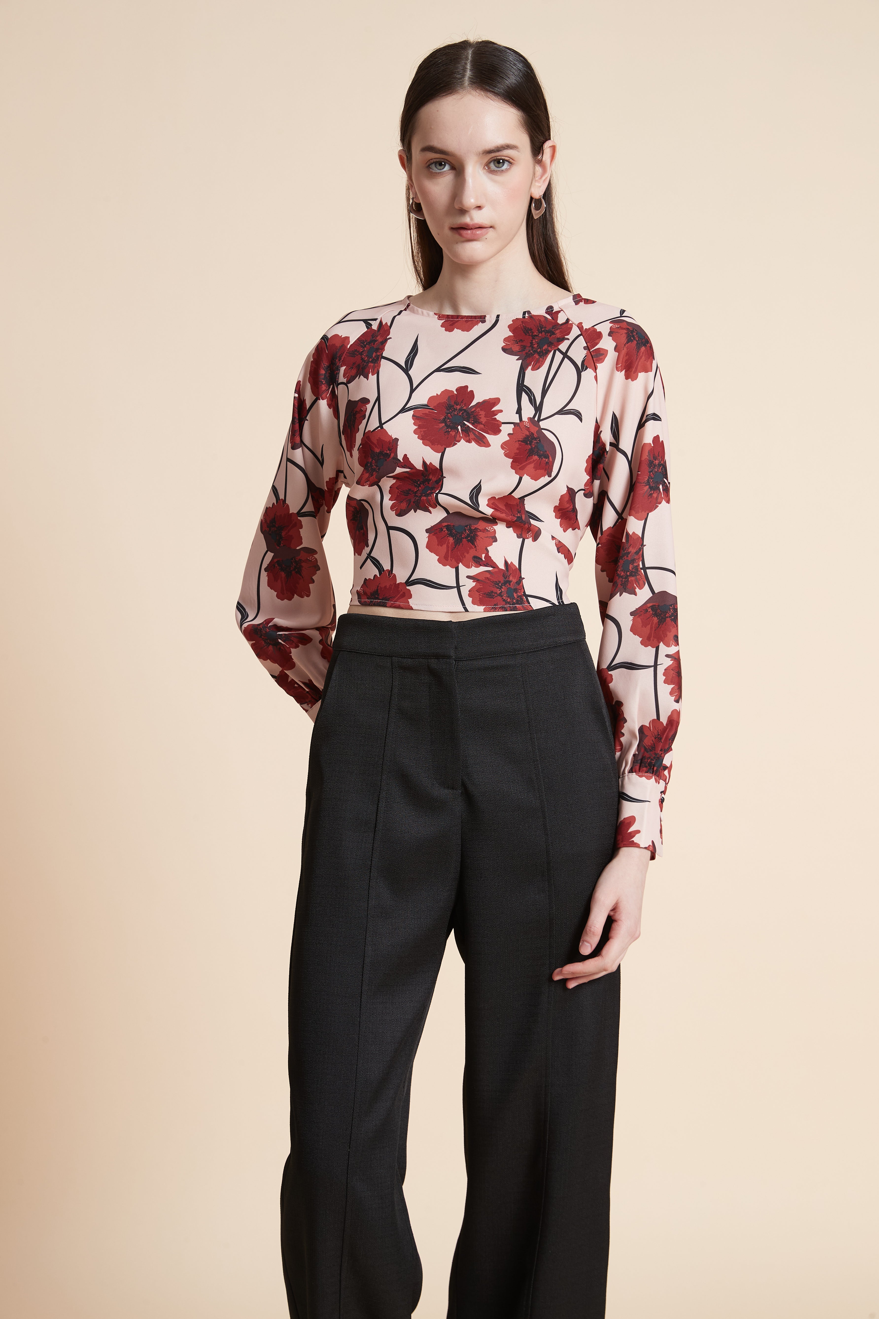 Long Sleeve Floral Print Blouse