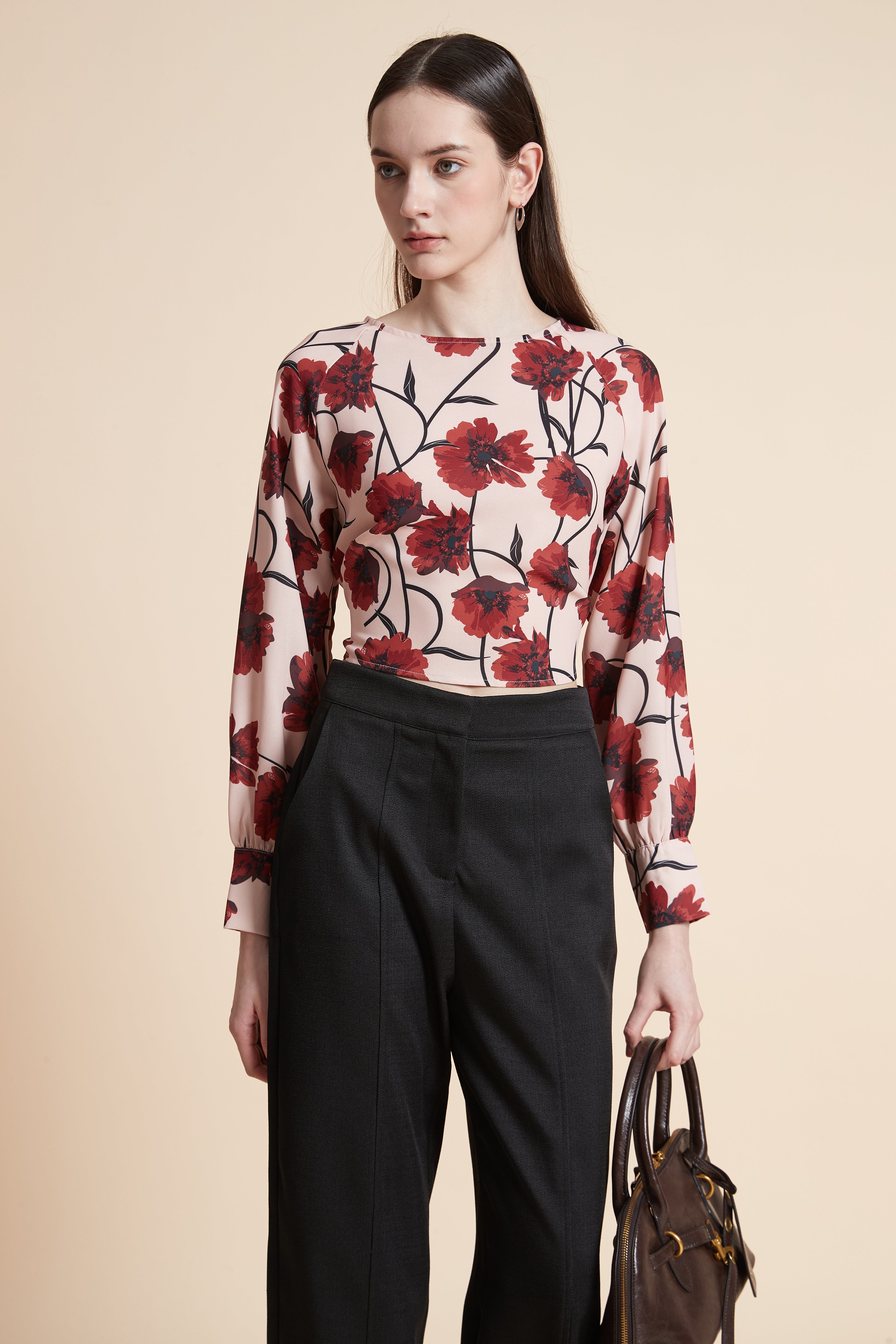 Long Sleeve Floral Print Blouse