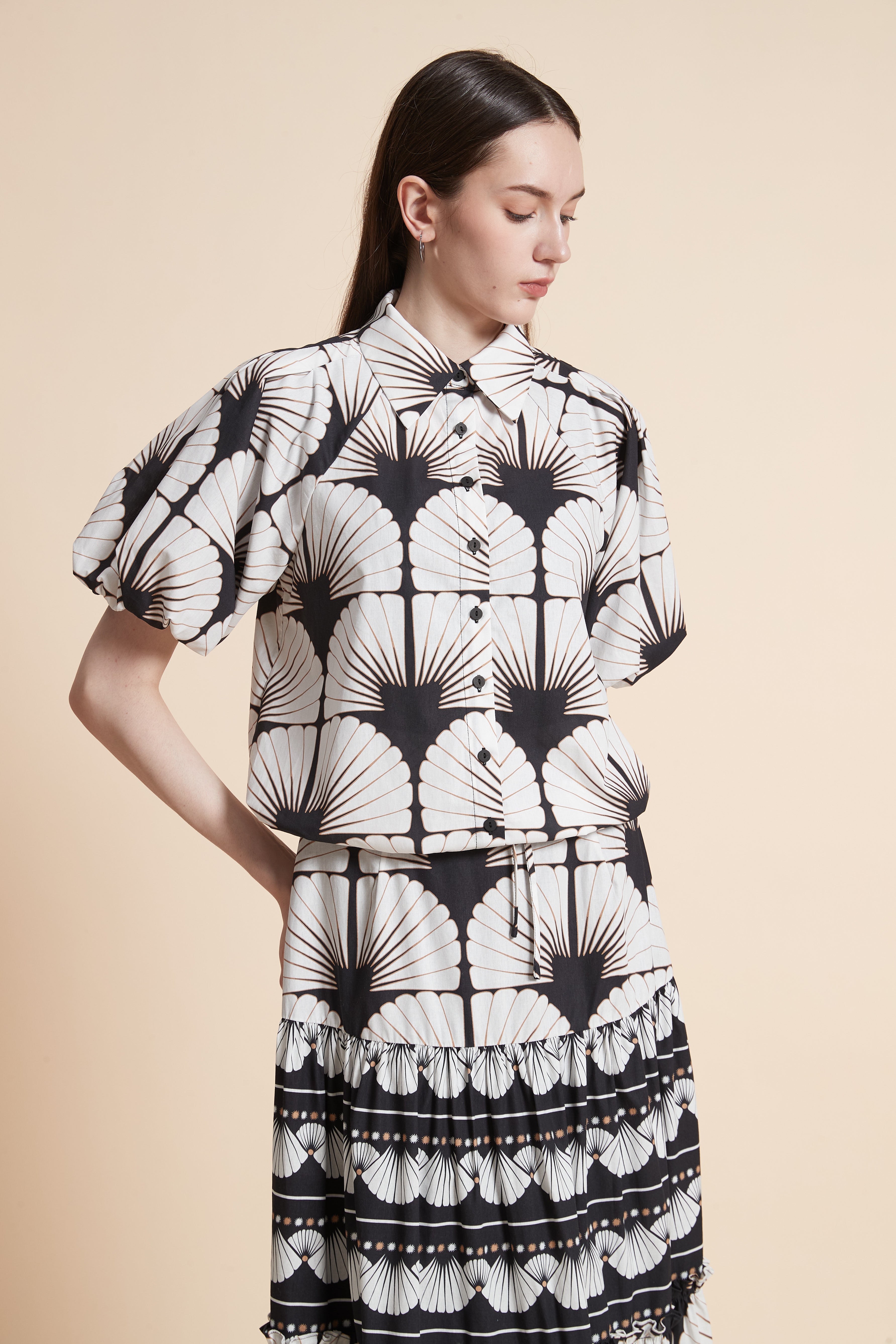 Printed Short Sleeve Blouse