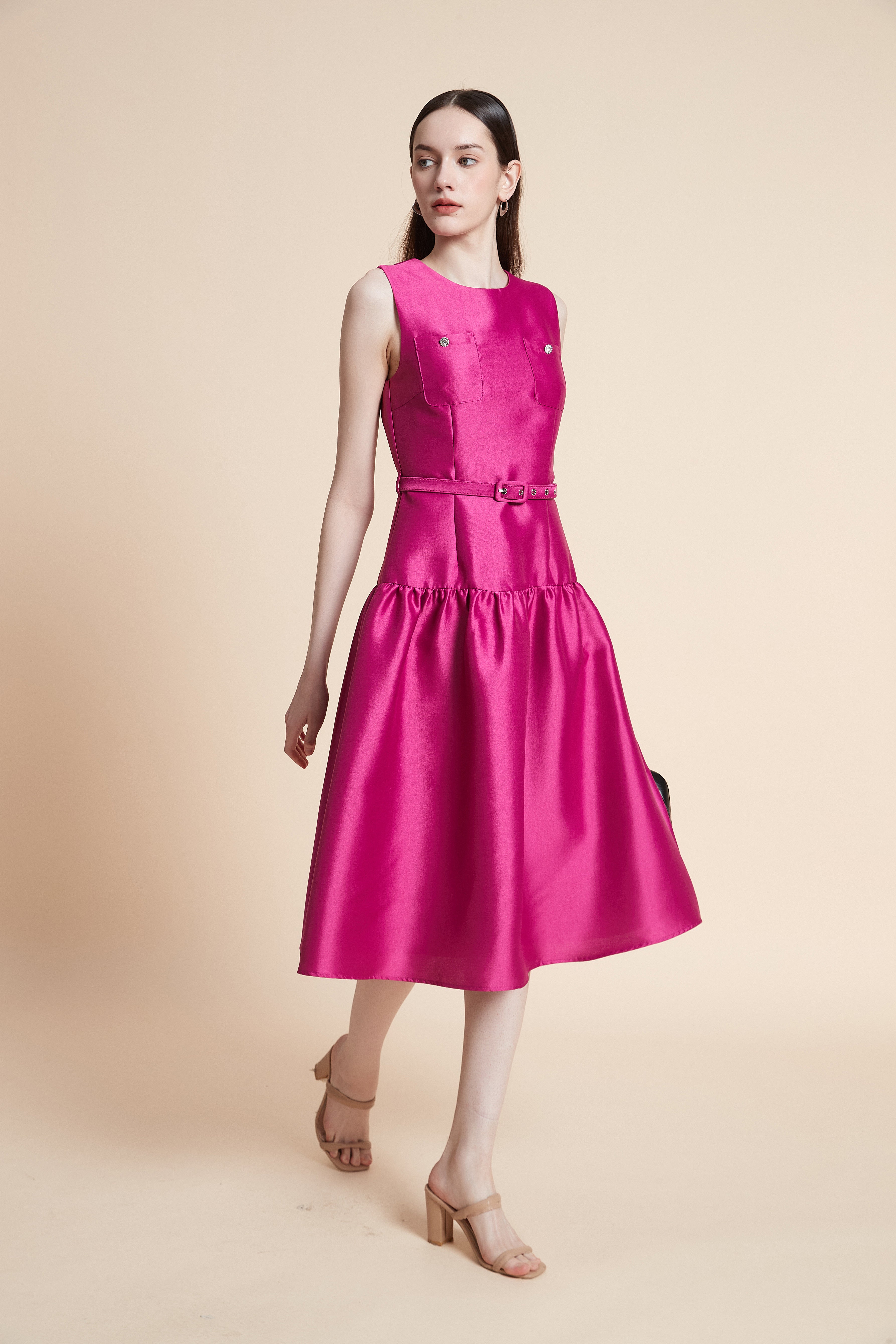 Wide-Leg Sleeveless Midi Dress