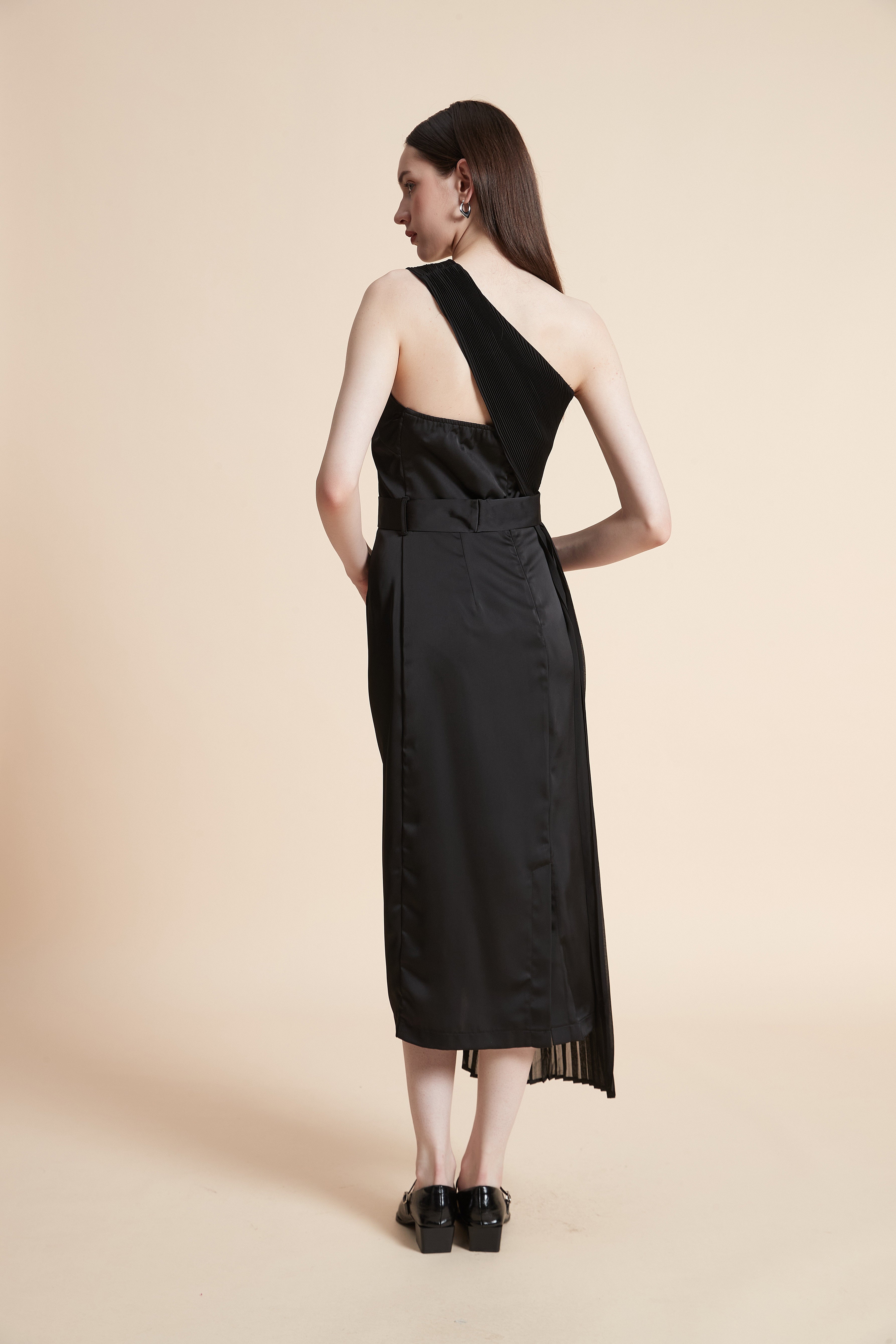 Printed Sleeveless Midi Dress with Off-Shoulder Design