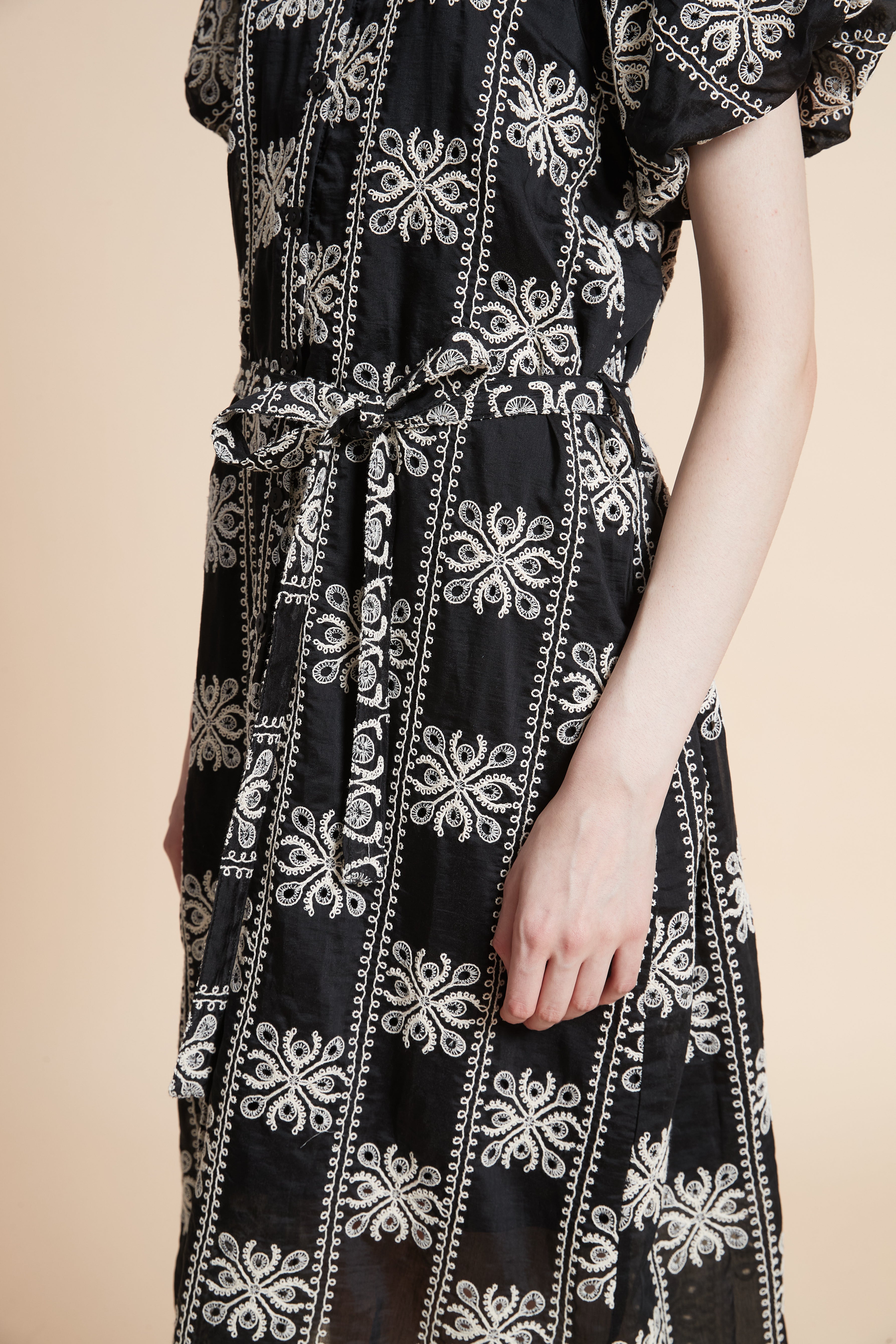 Short Checkered Dress with Short Sleeves