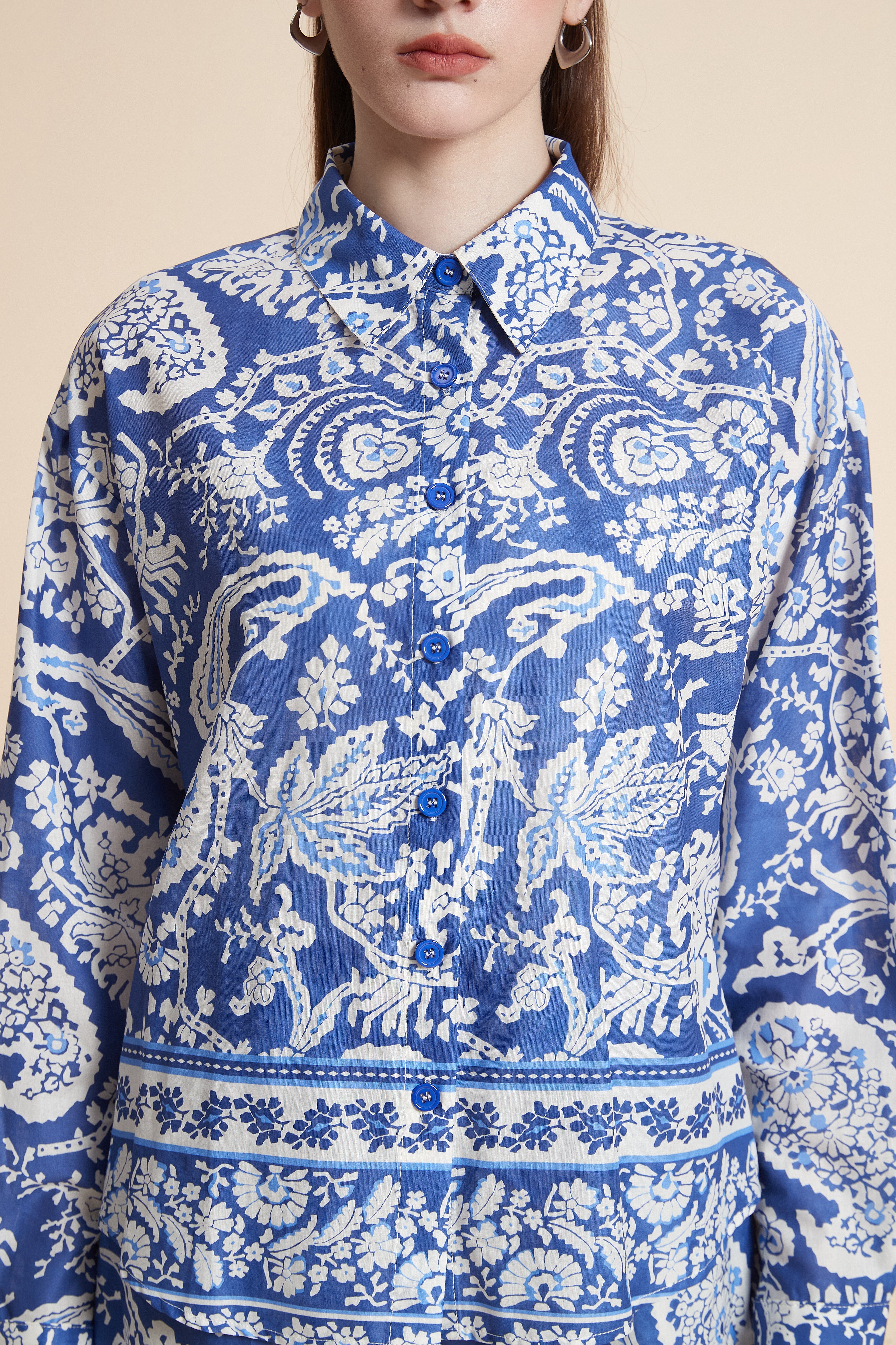 Long Sleeve Printed Blouse