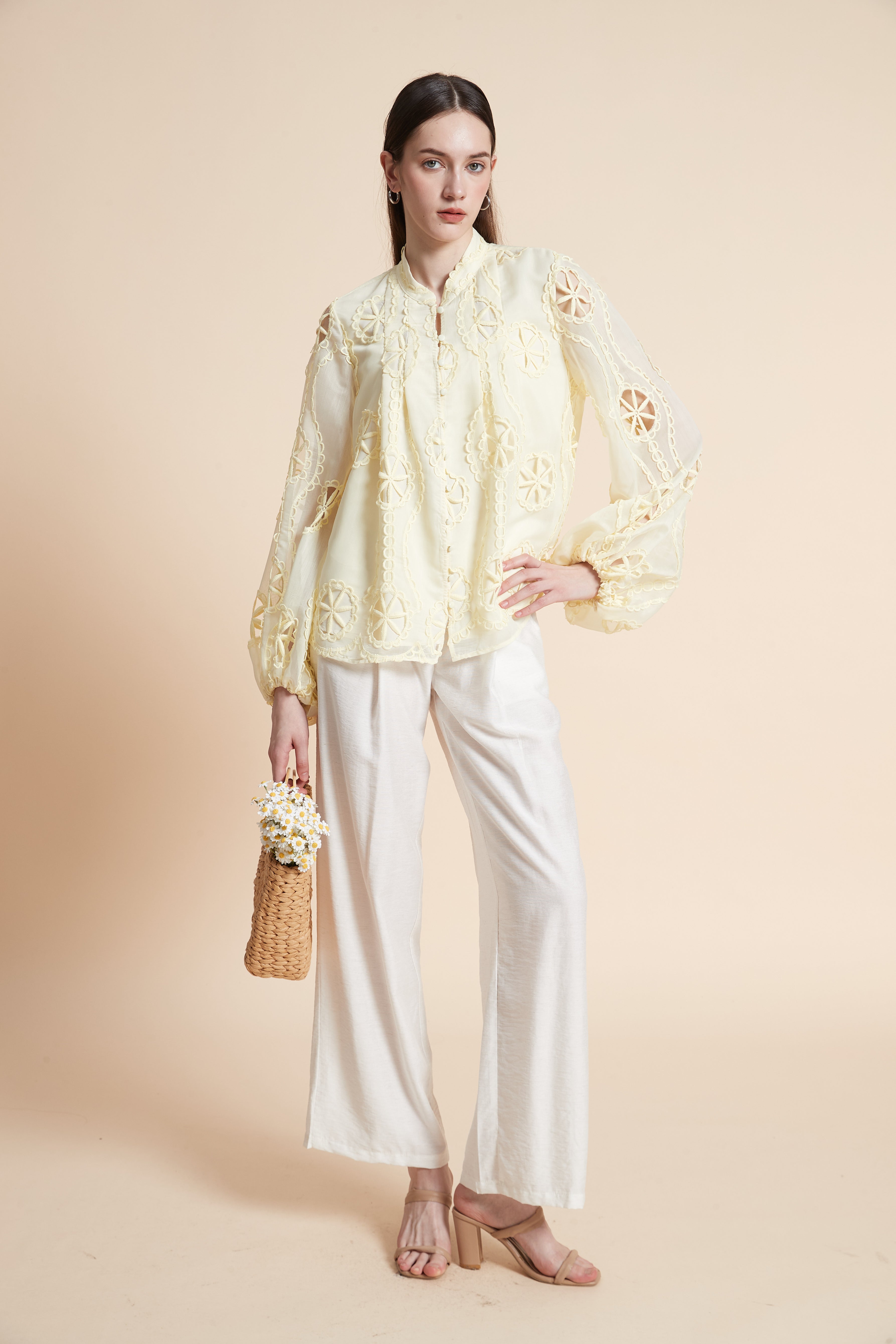 Embroidered Long Sleeve Blouse