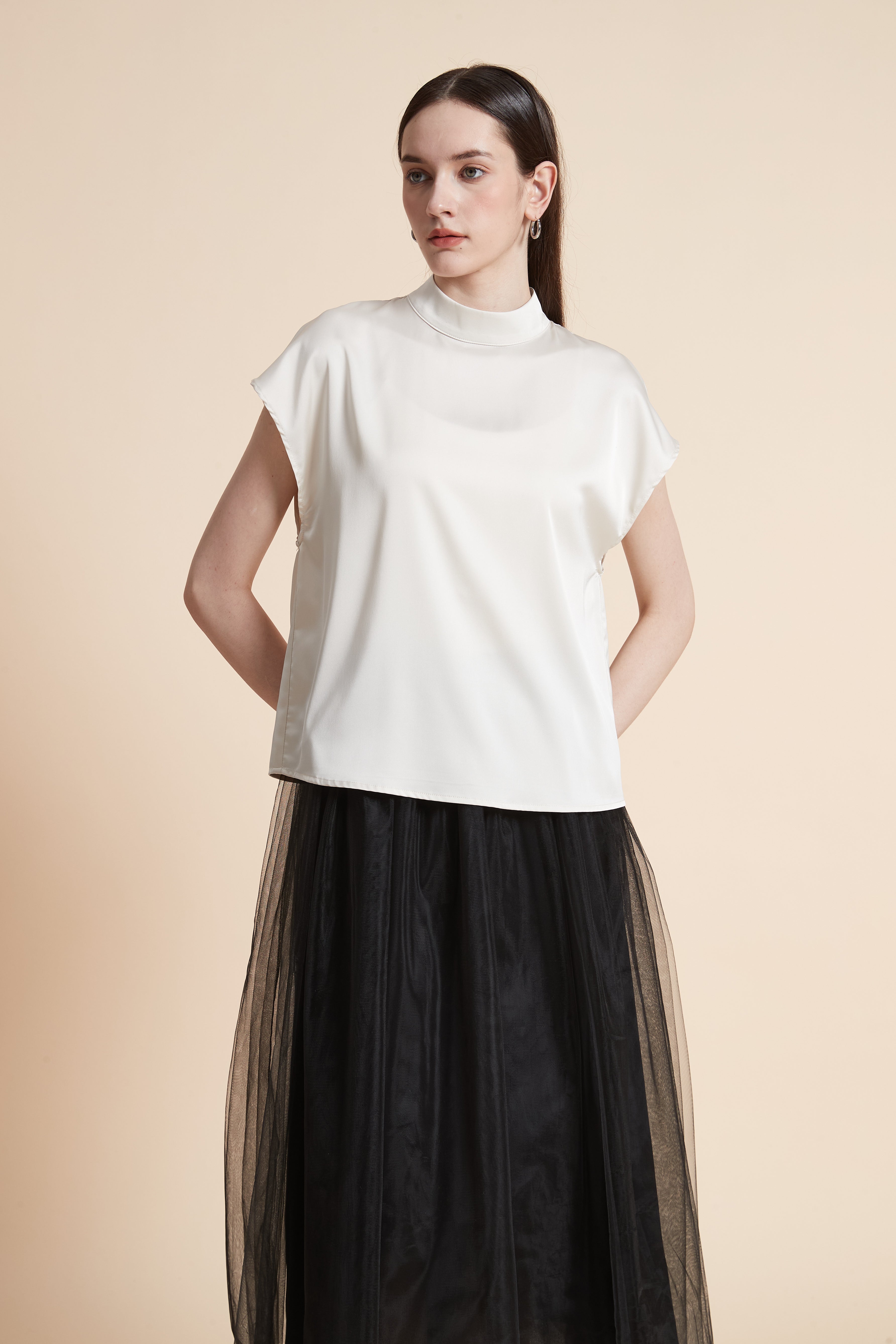 Solid Color Short Sleeve Blouse