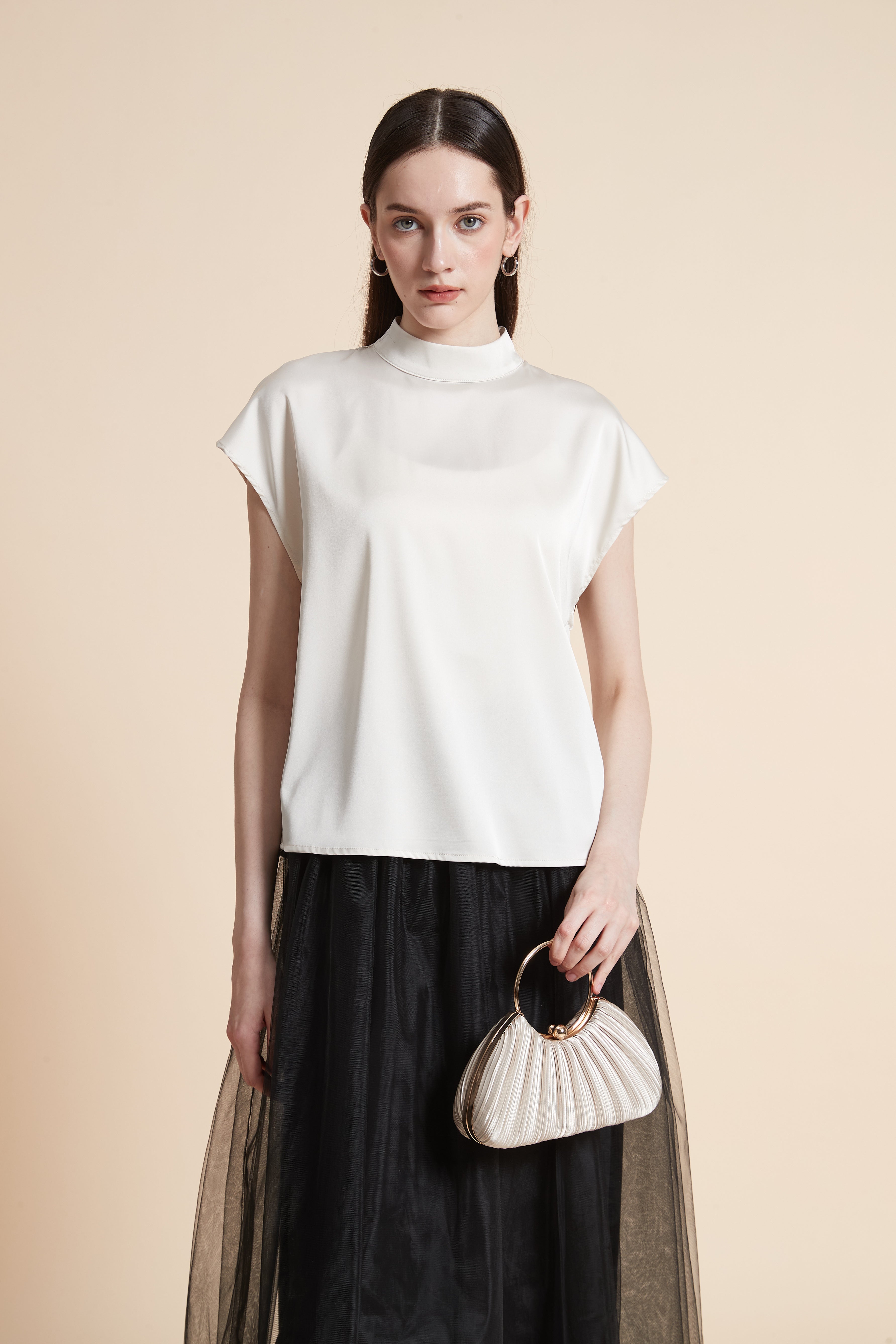 Solid Color Short Sleeve Blouse