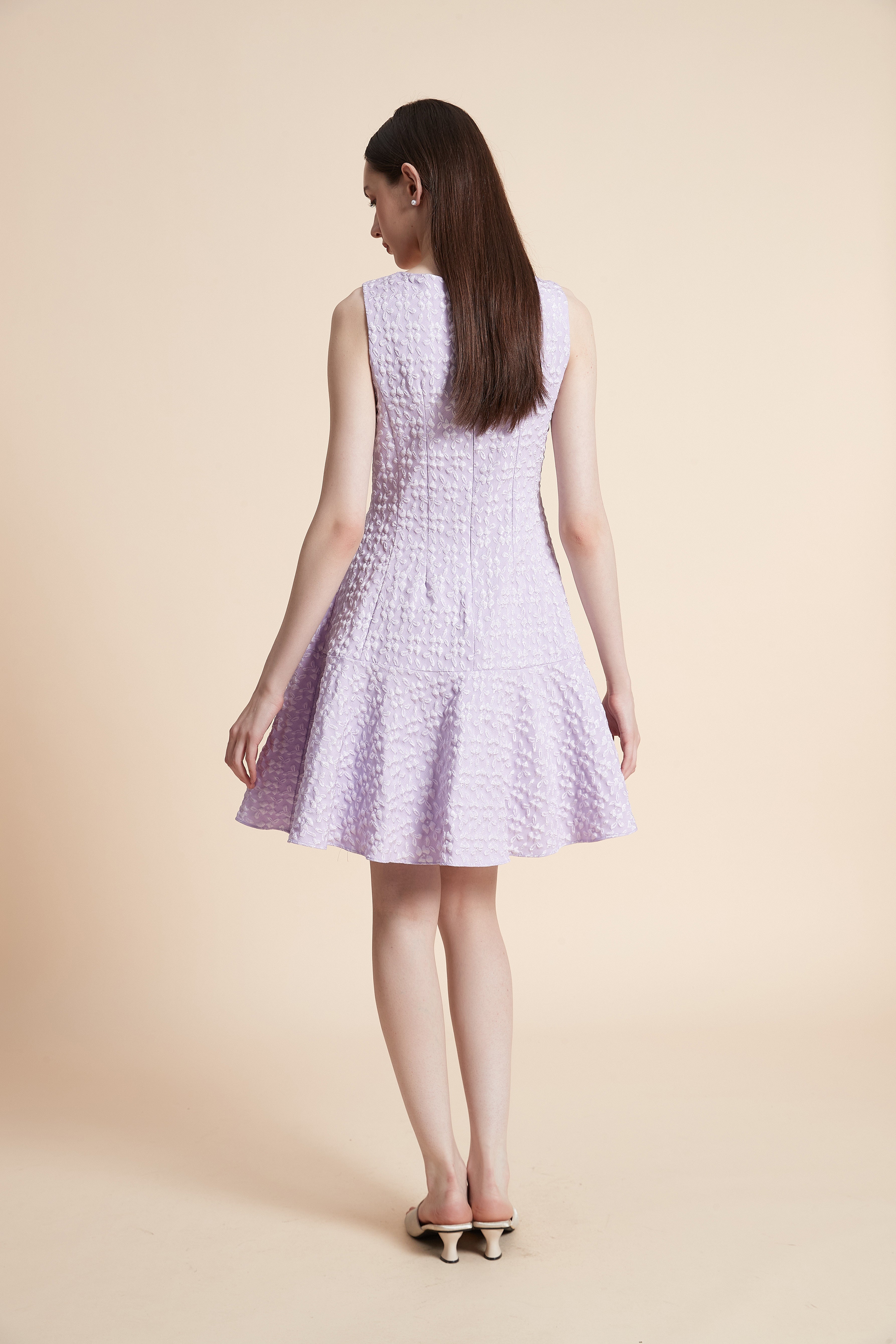 Knee-Length Embroidered Sleeveless Dress