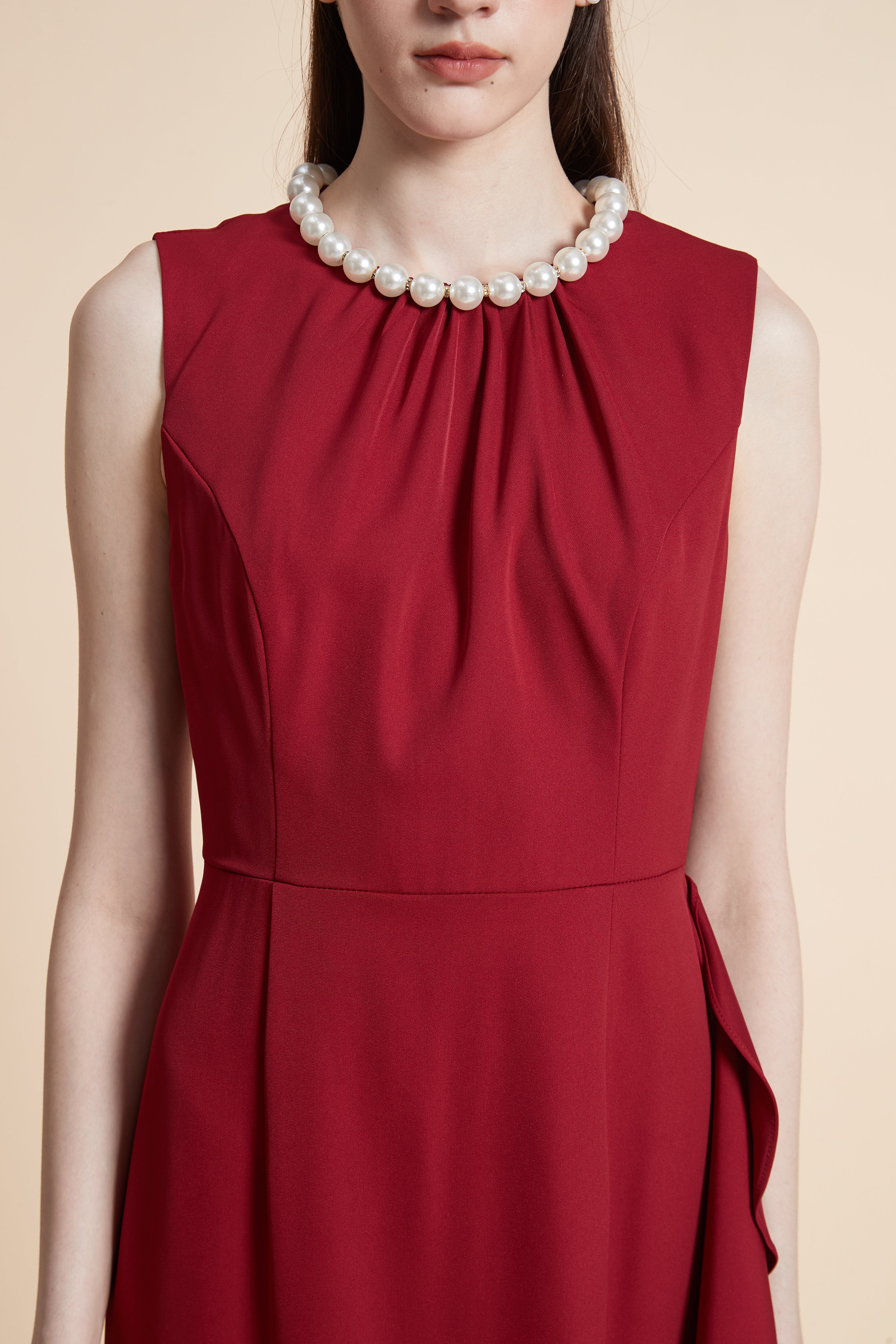 Solid Maxi Dress with Ruffles - Sleeveless