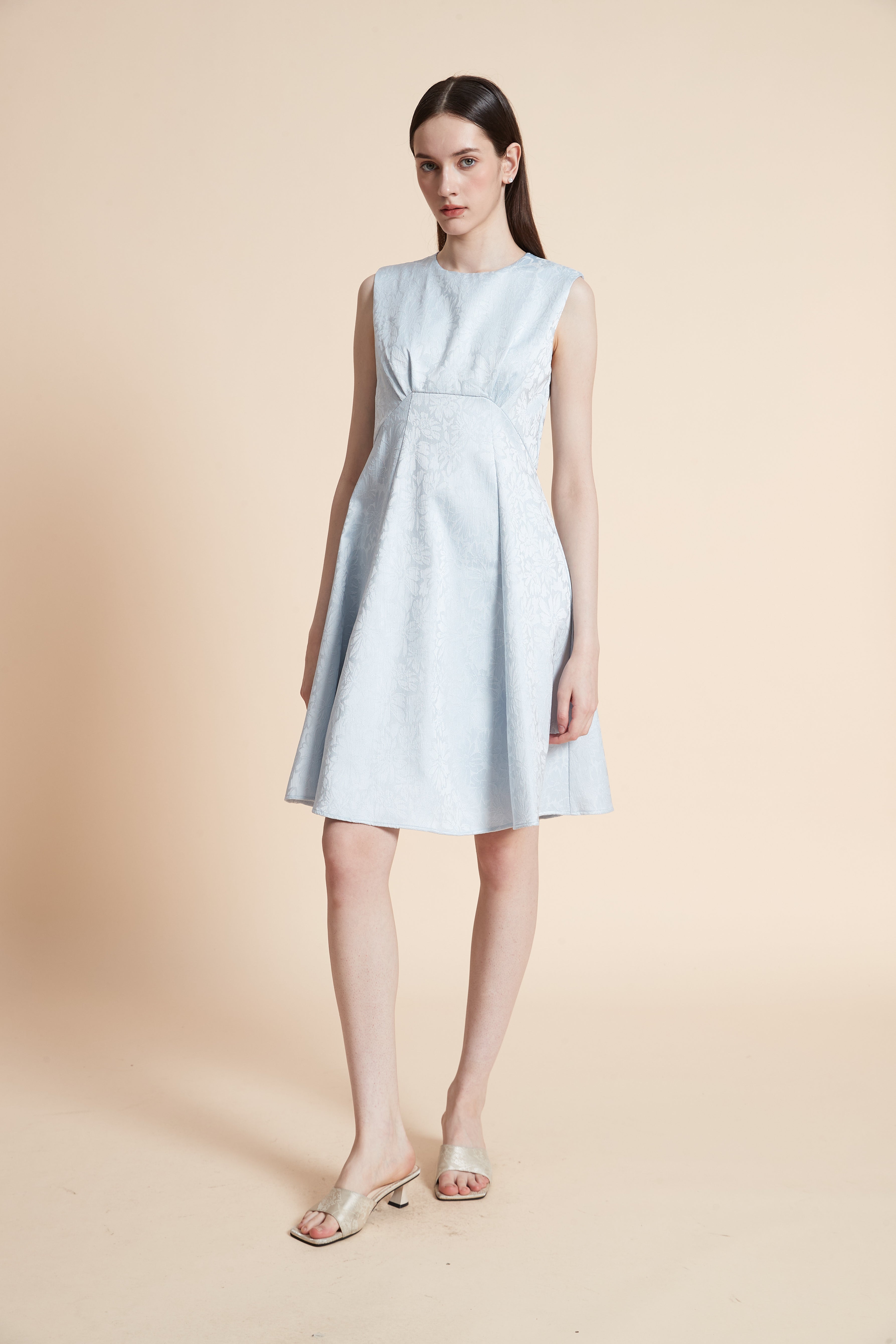 Knee-Length Sleeveless Printed Dress