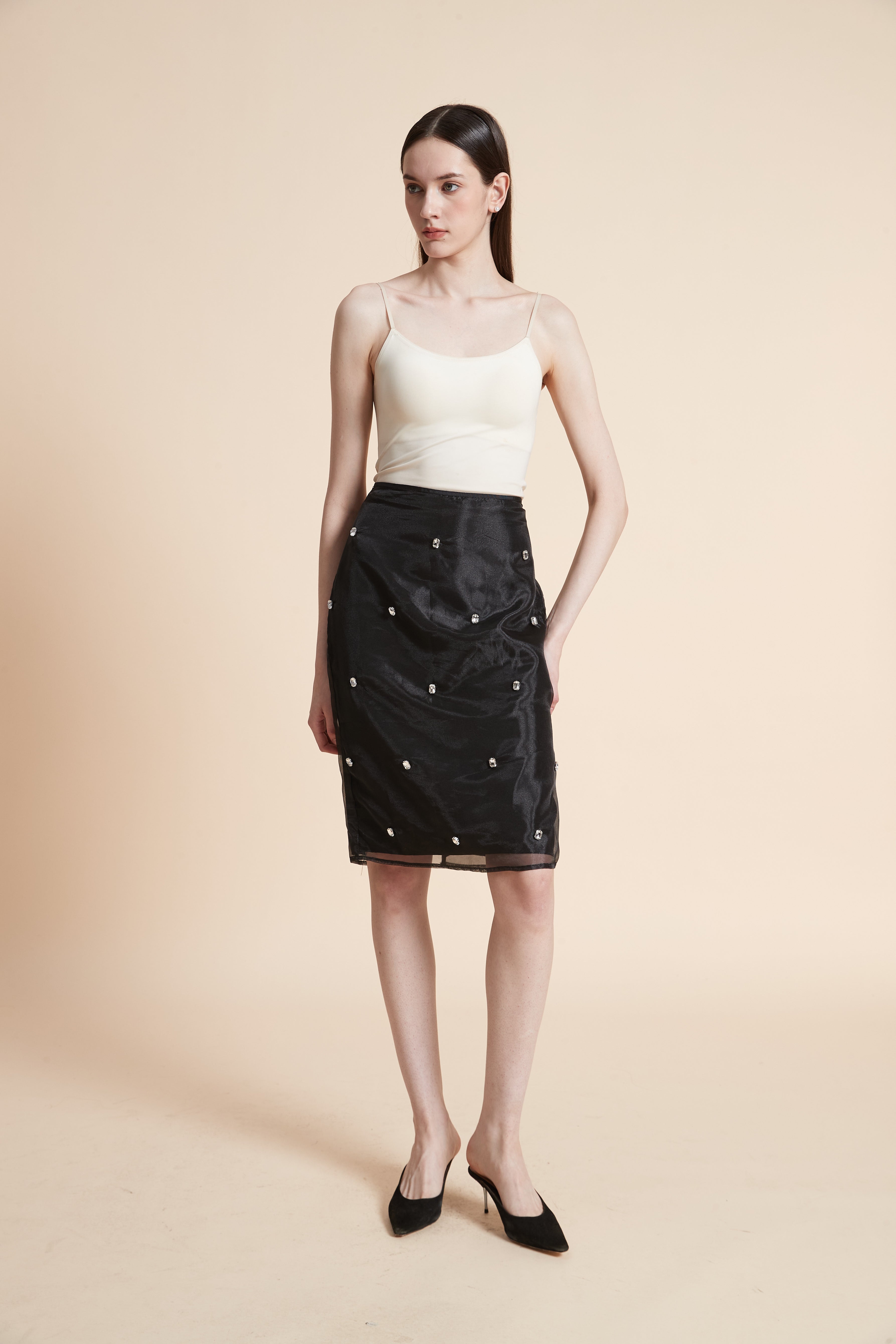 تنورة ميدي منقوشة طبقتين