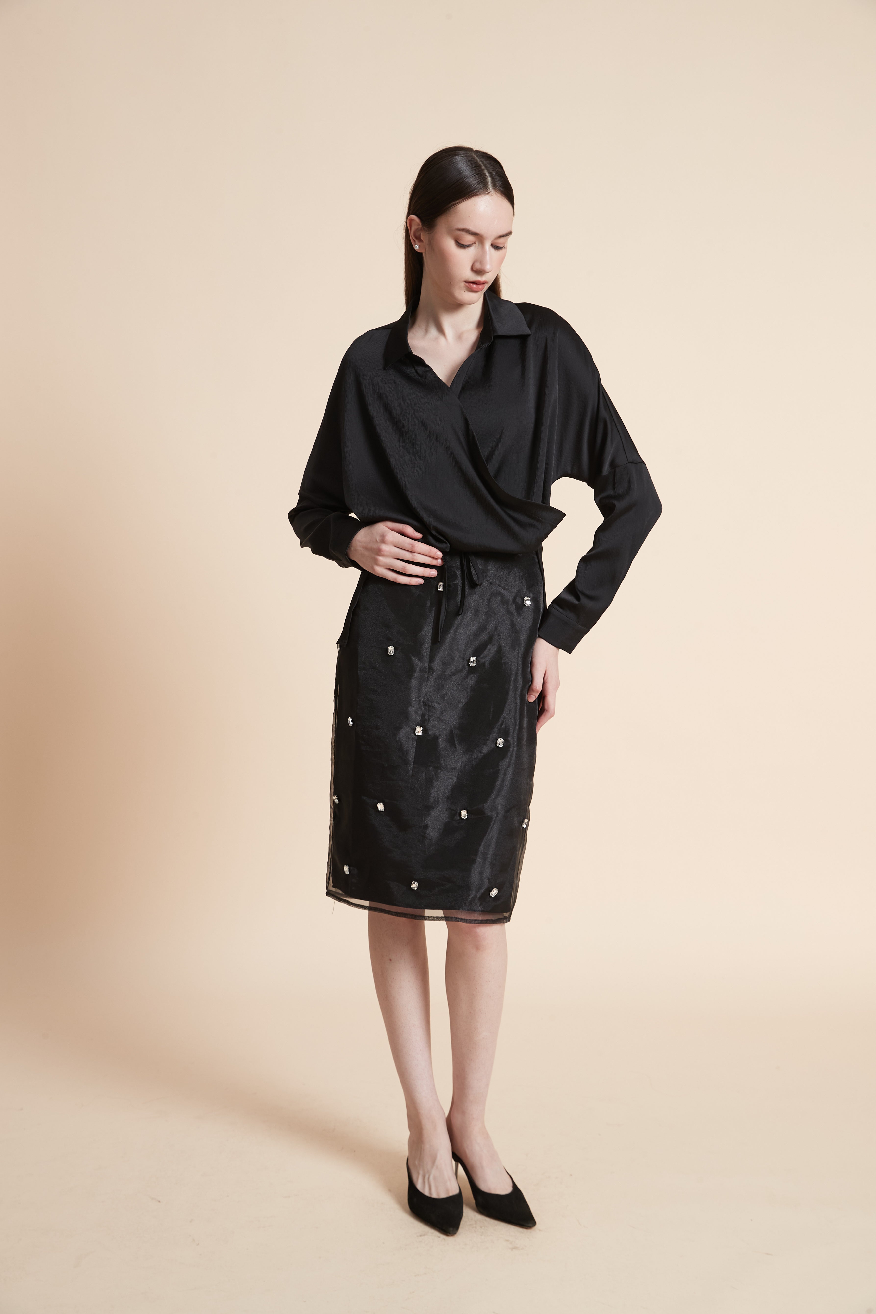 Solid Long Sleeve Blouse