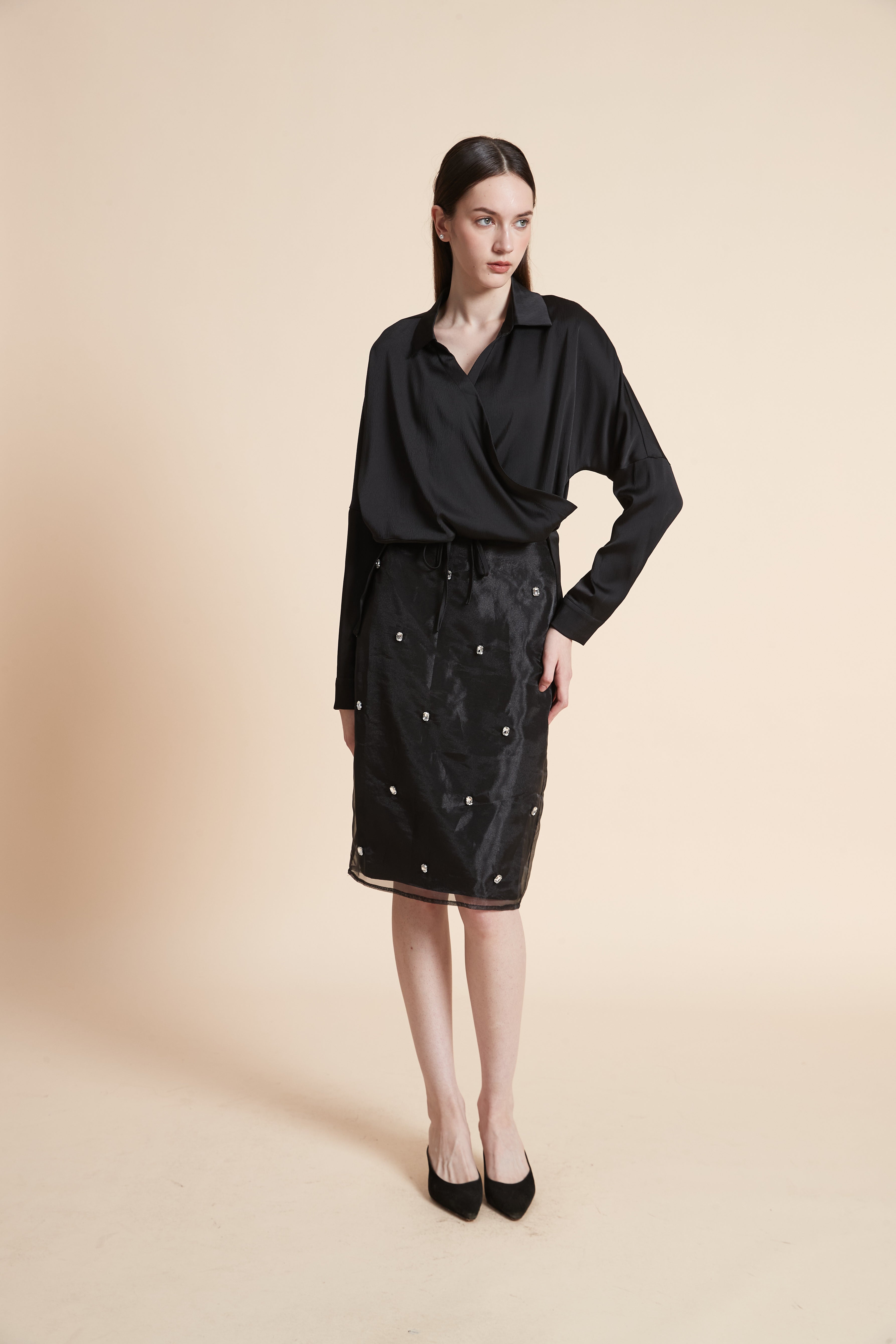 Solid Long Sleeve Blouse