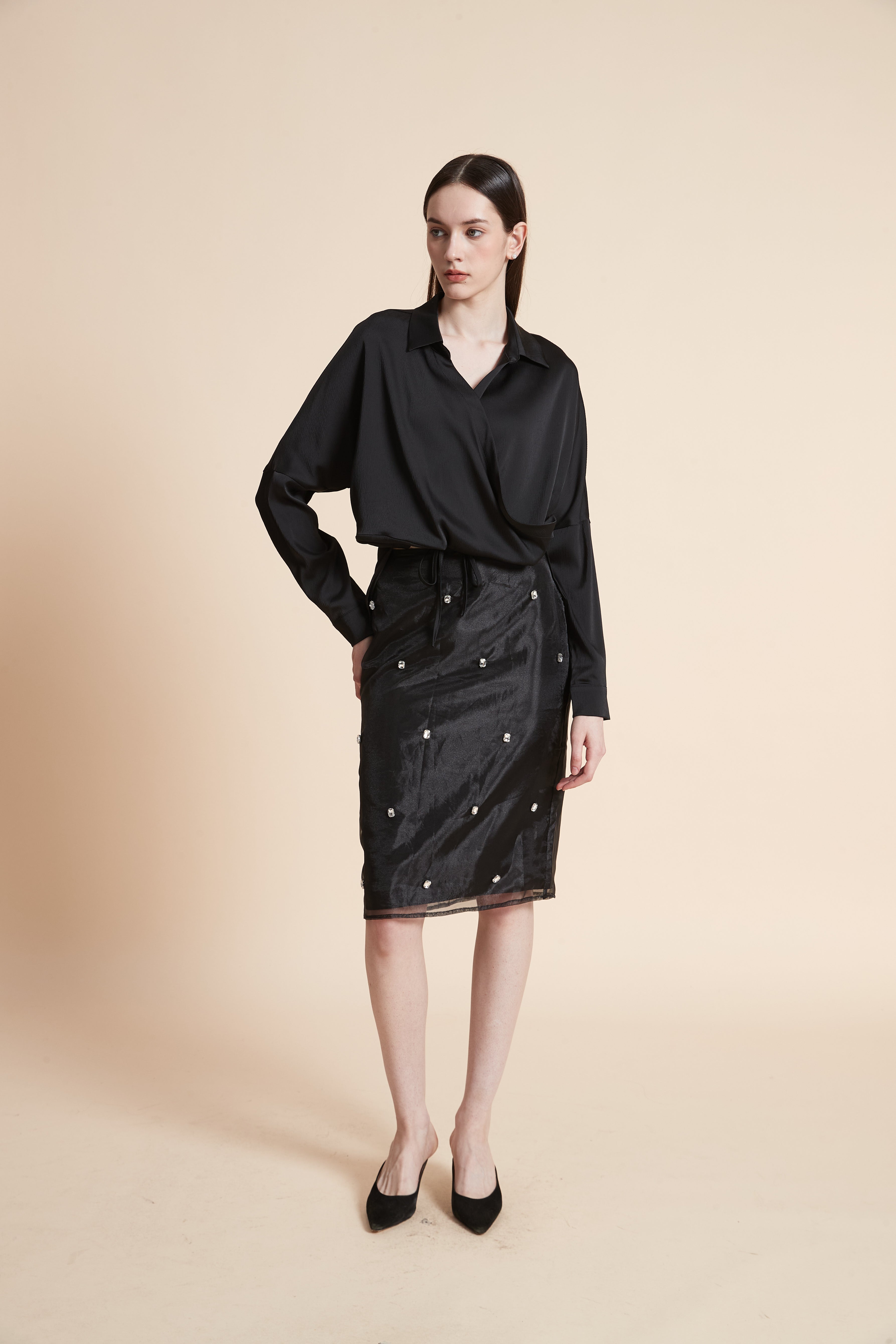 تنورة ميدي منقوشة طبقتين