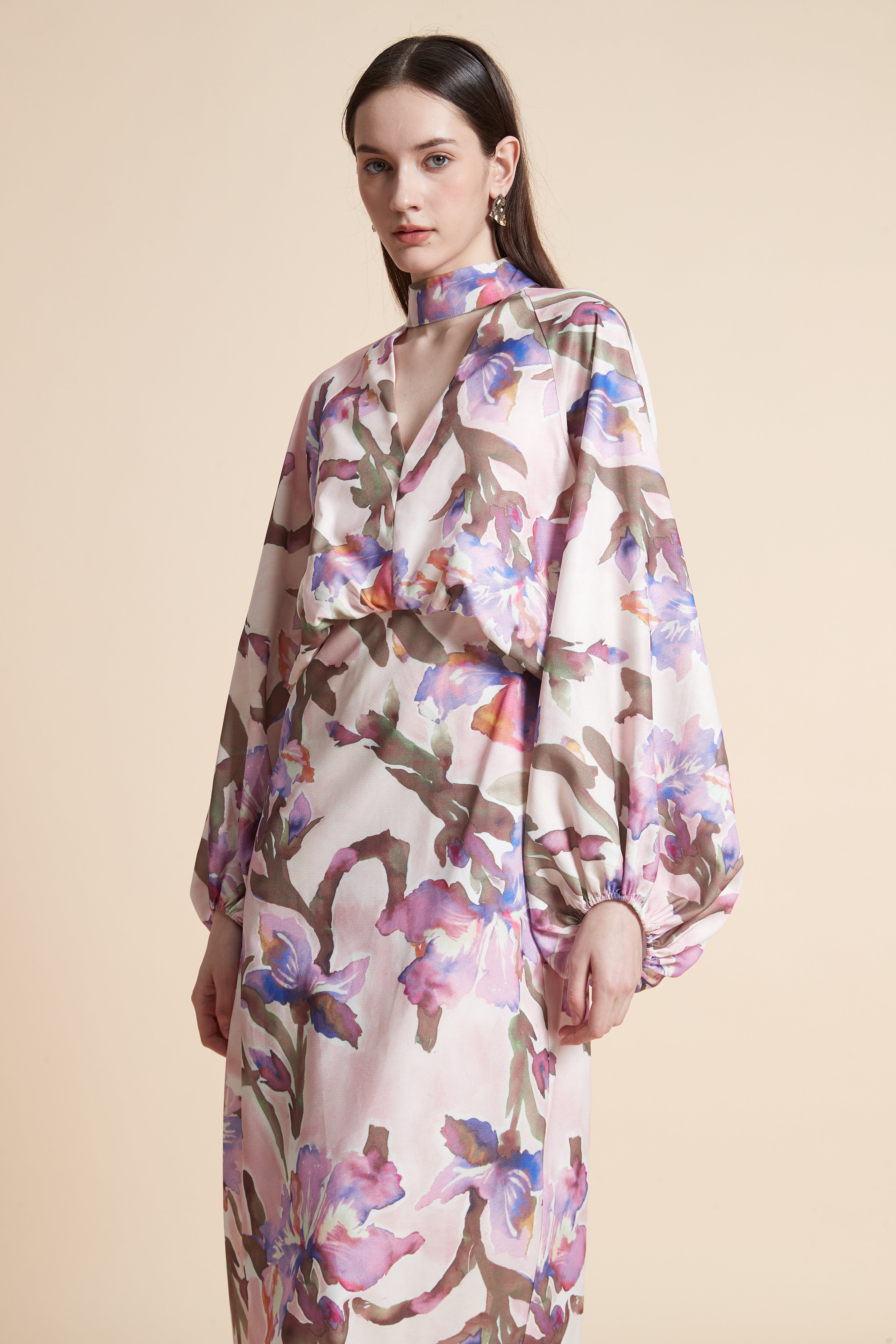 Long Sleeve Printed Maxi Dress