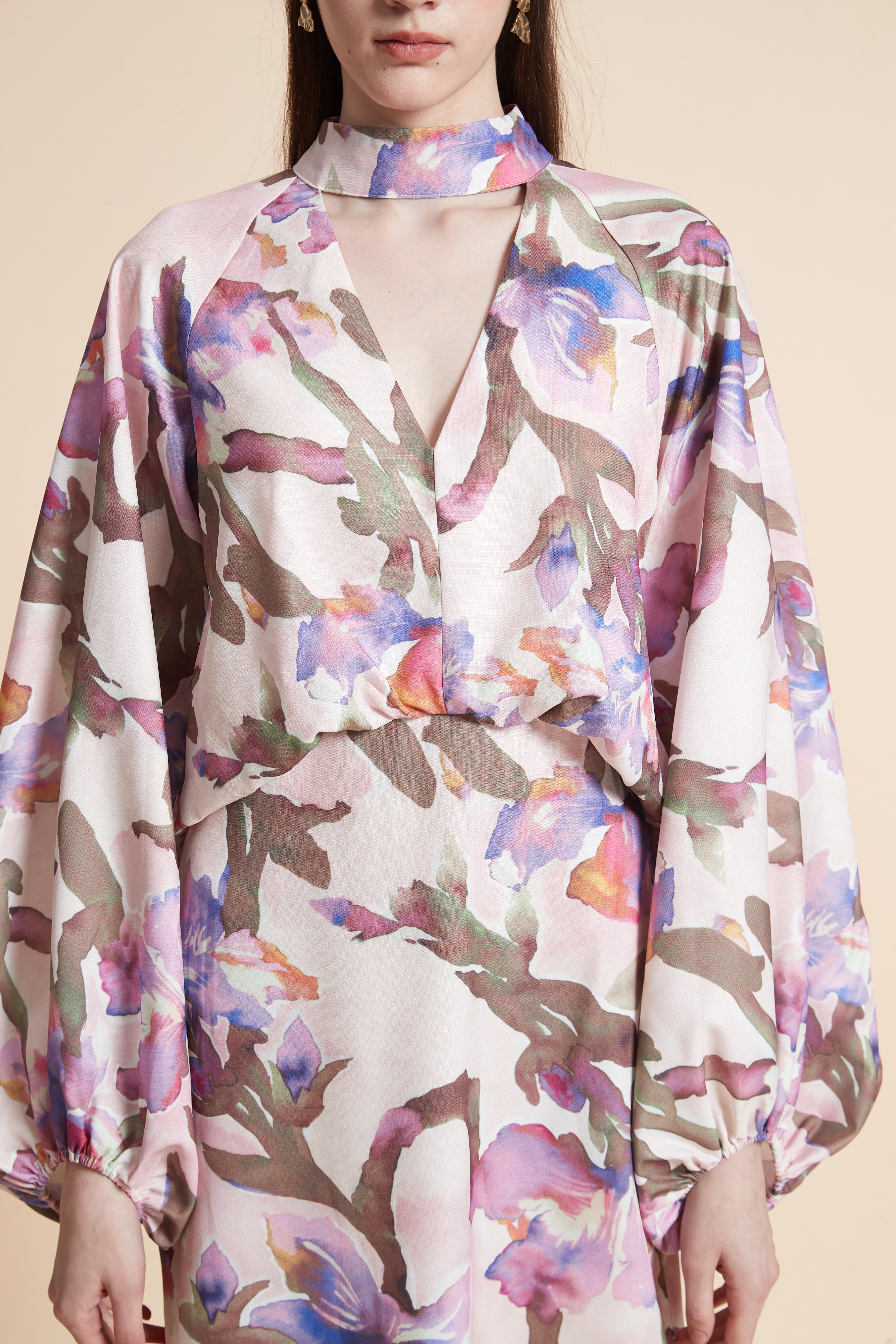 Long Sleeve Printed Maxi Dress