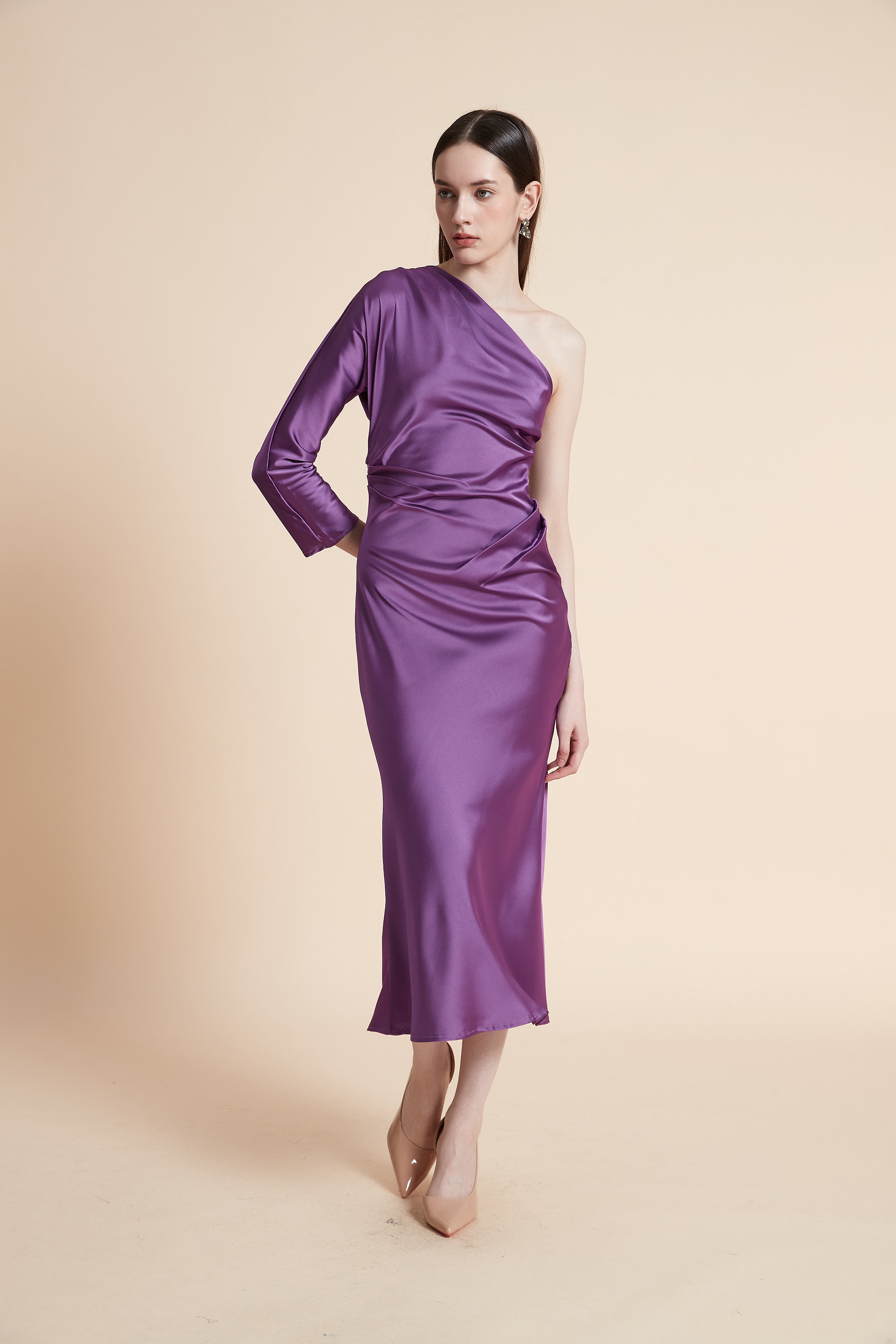 One-Shoulder Midi Dress