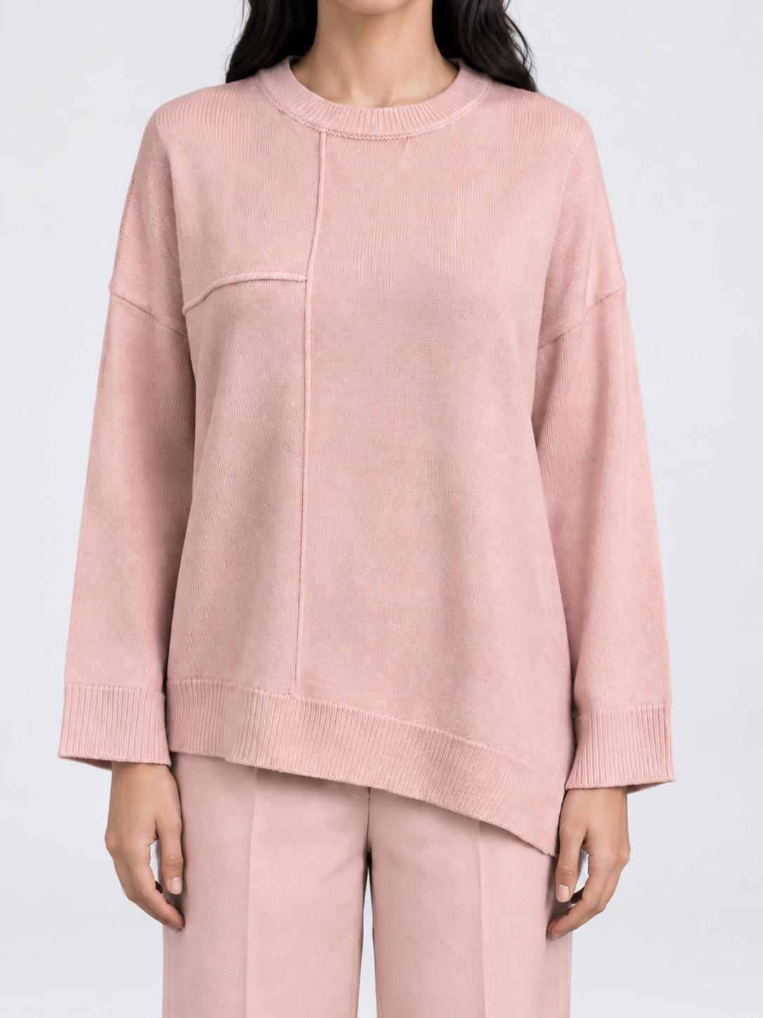 Loose-Fit Long-Sleeve Asymmetrical Blouse