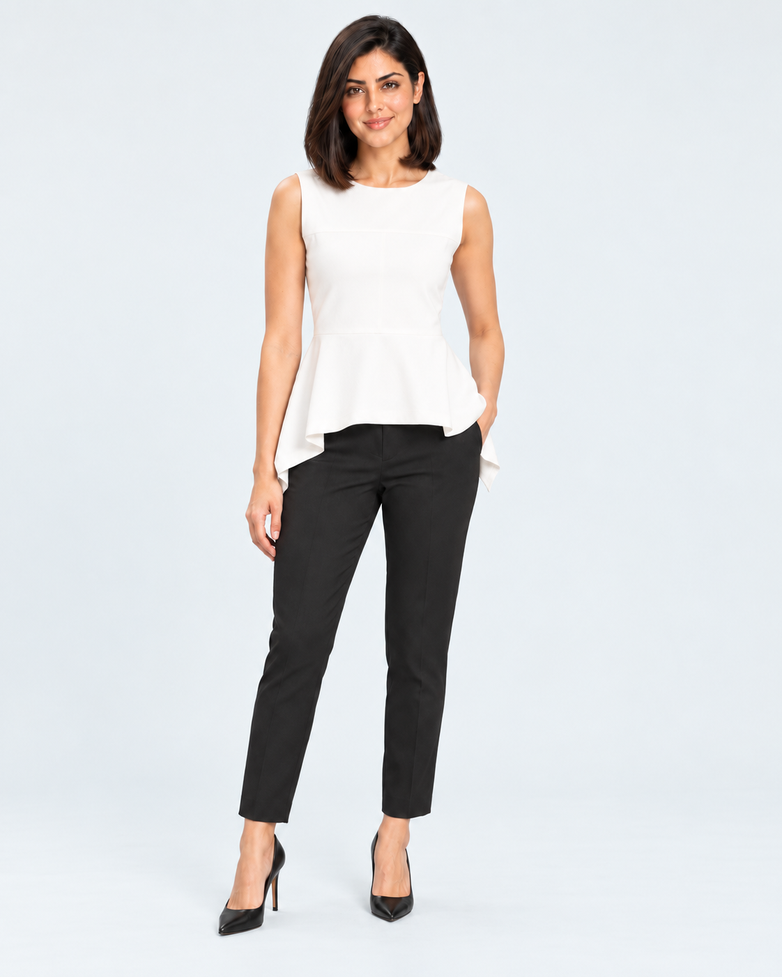 Solid Sleeveless Mid-Length Blouse