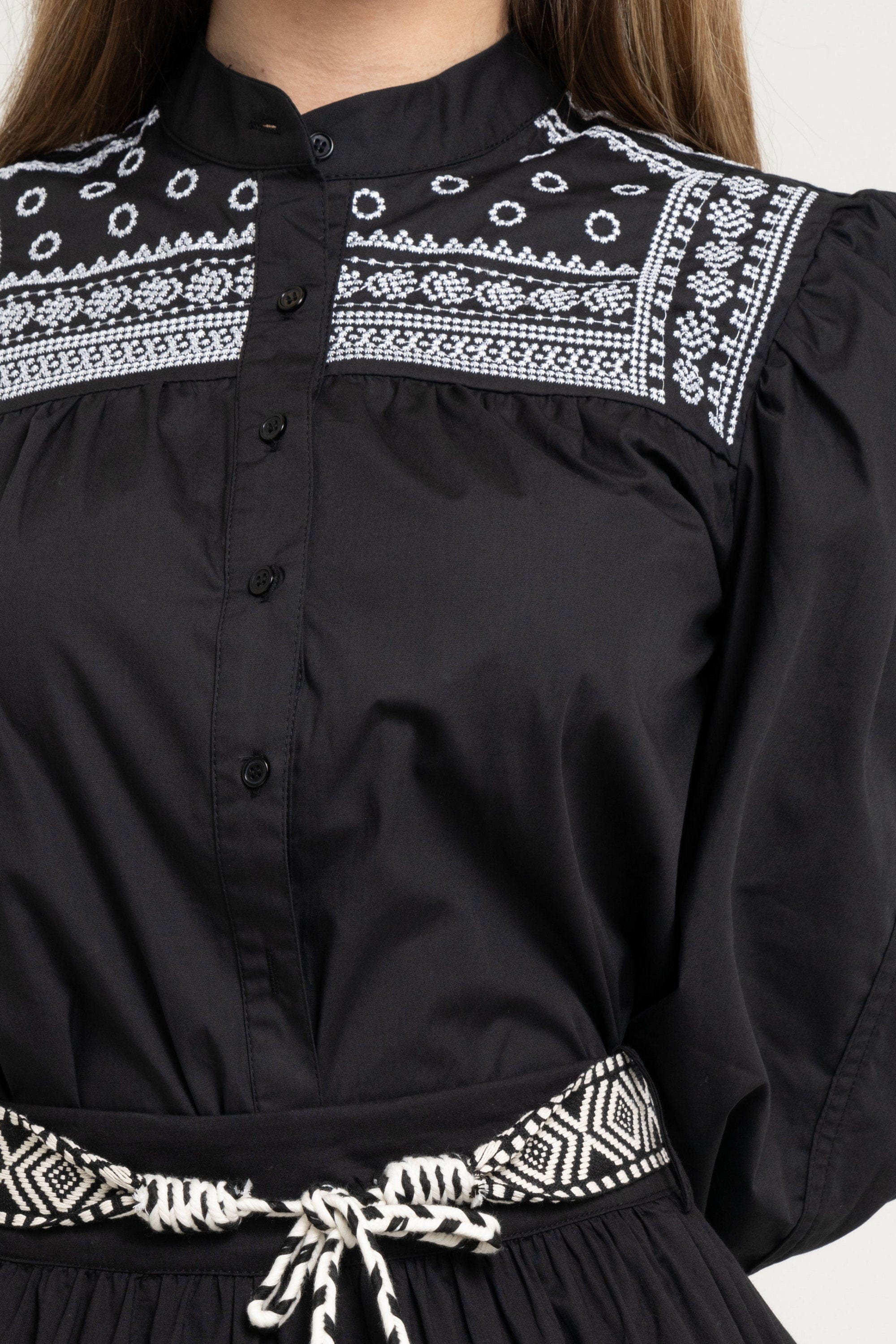 Long-Sleeve Embroidered Blouse