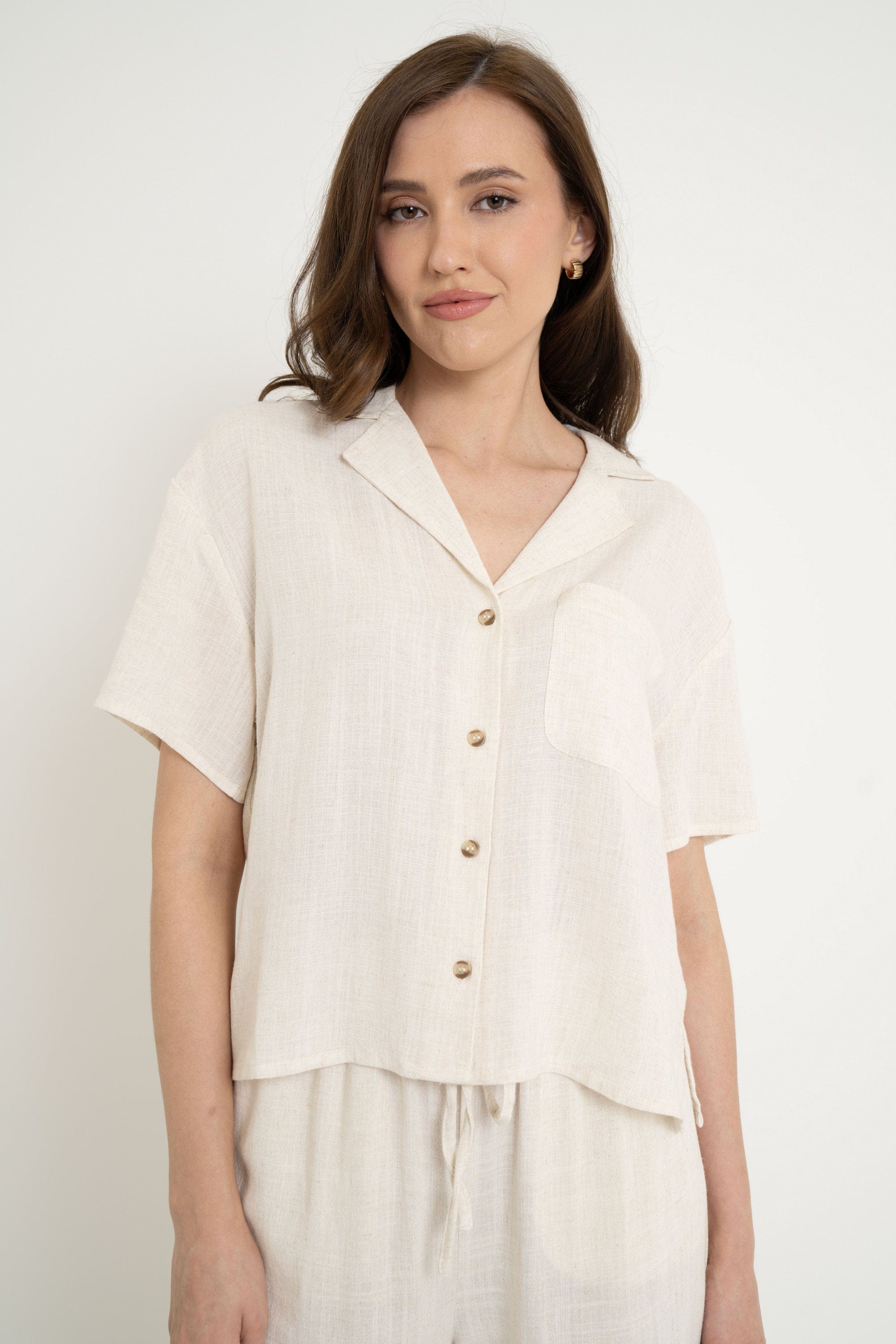 Yola Short Sleeve Blouse with Front Buttons