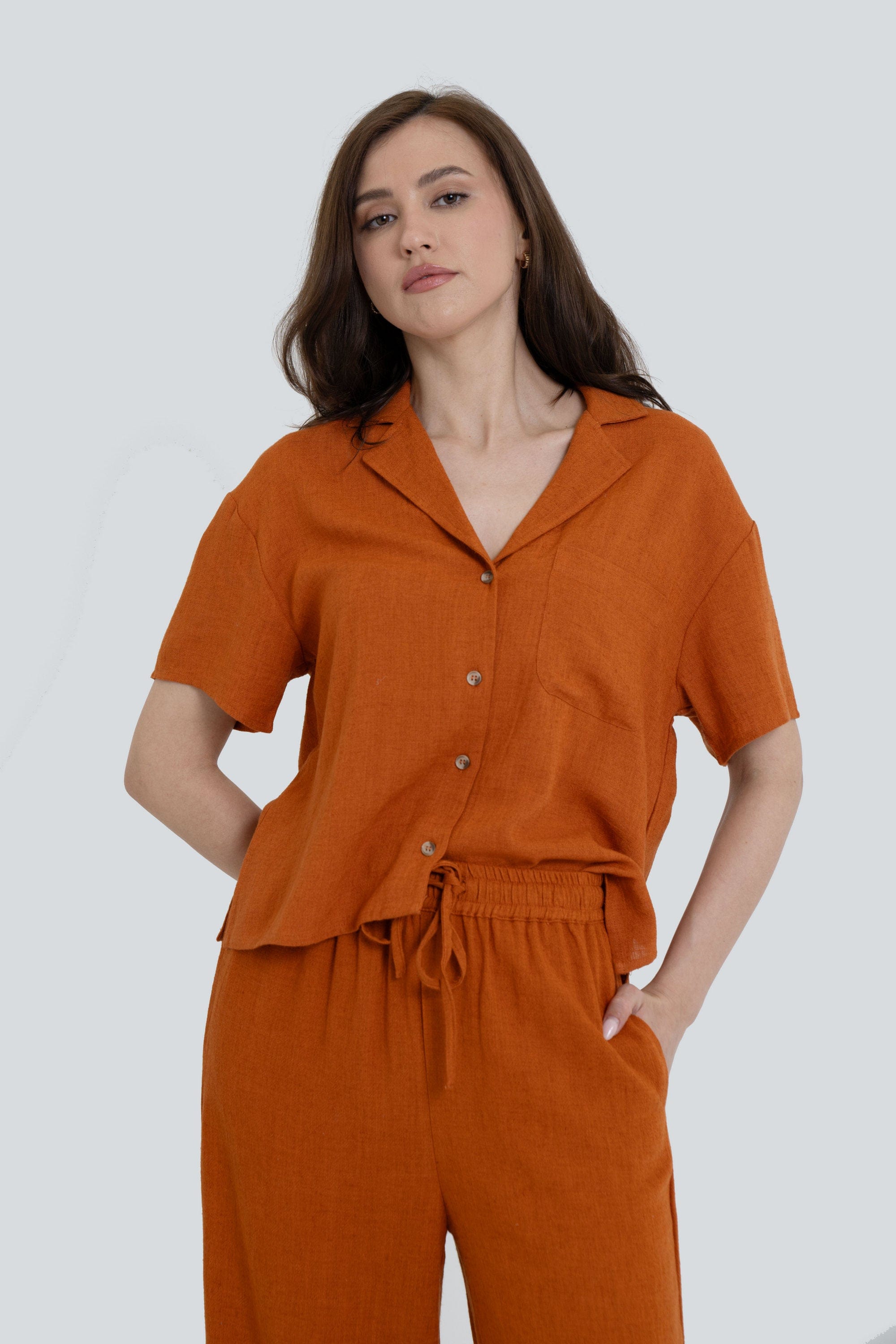 Yola Short Sleeve Blouse with Front Buttons