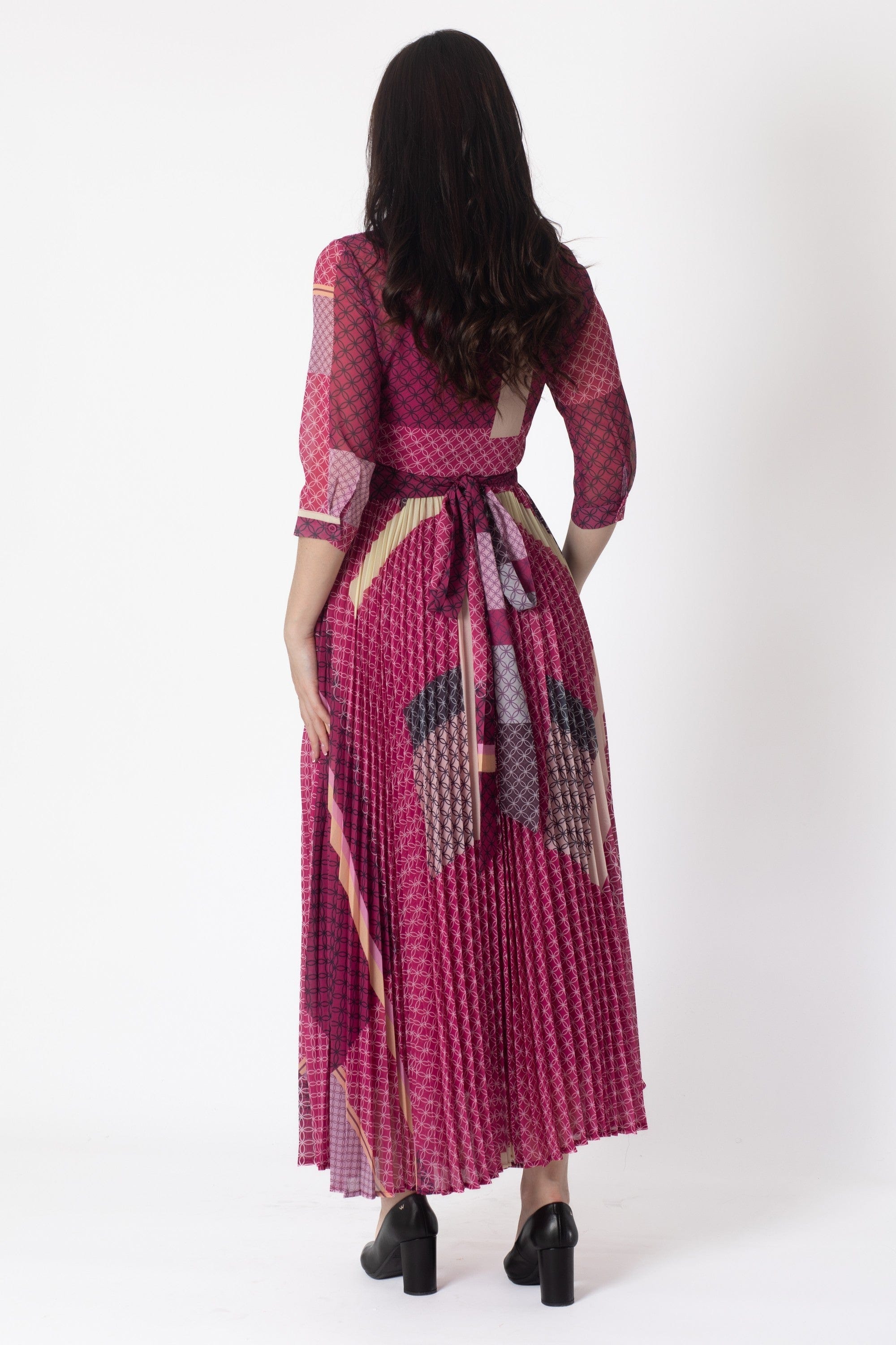 Yola Printed Pleated Maxi Dress