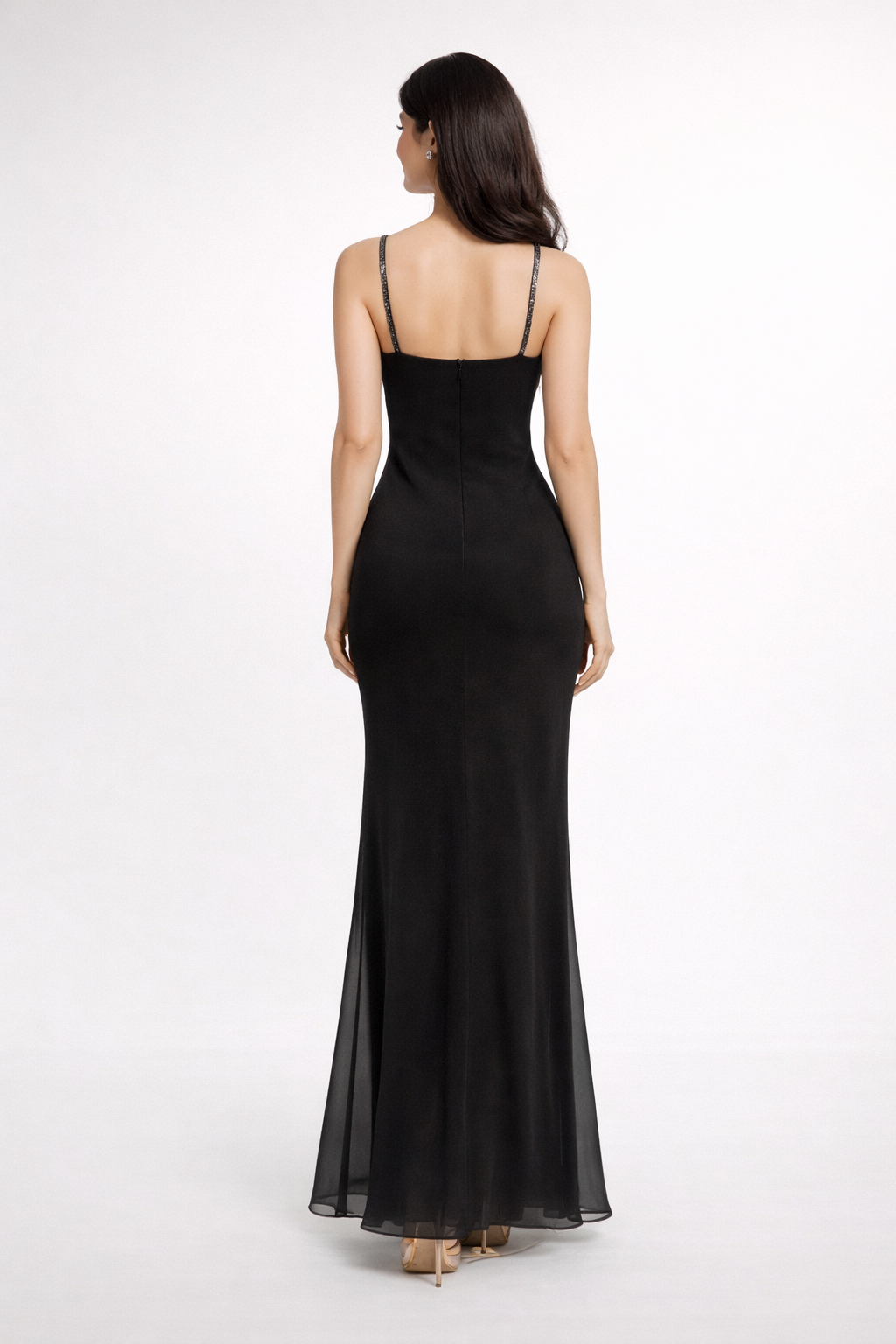 Long Strap Dress With Shimmering Details