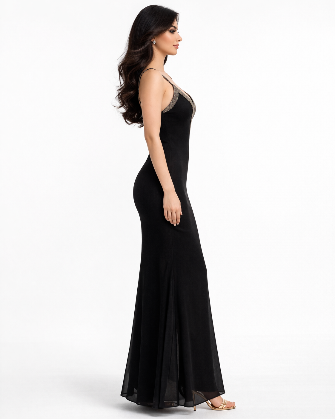 Long Strap Dress With Shimmering Details