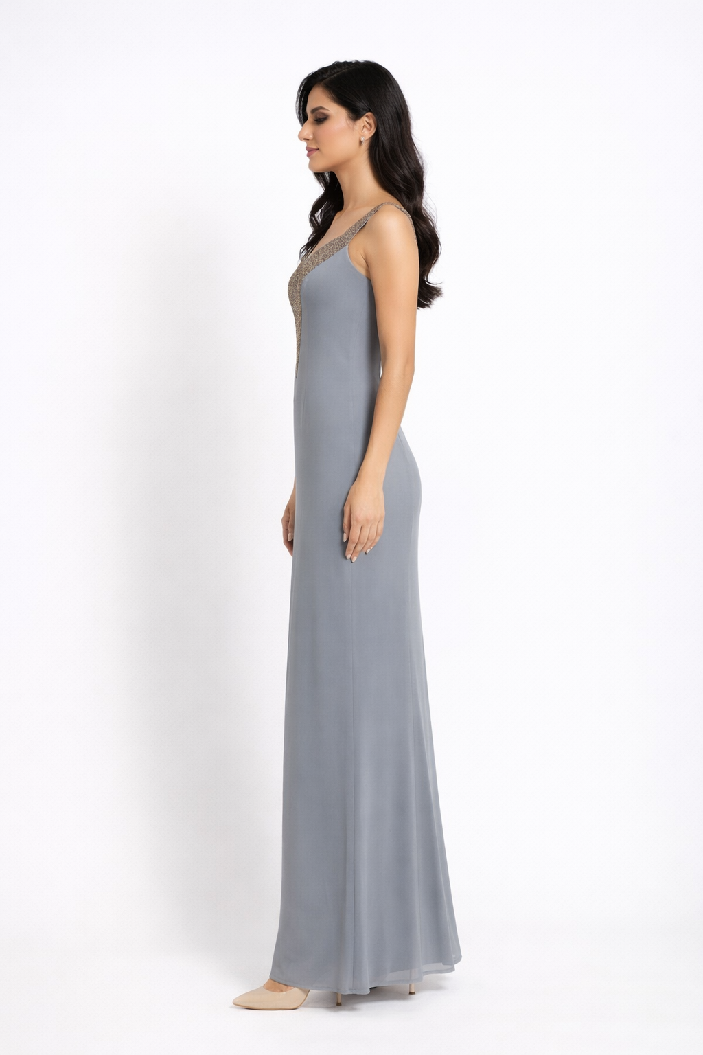 Long Strap Dress With Shimmering Details