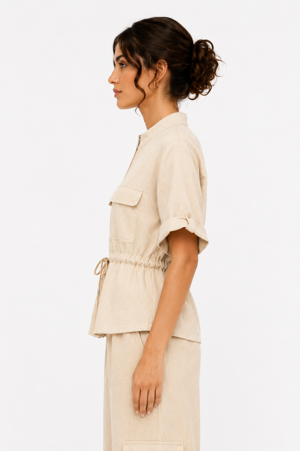 Short-Sleeved Top With Zipper