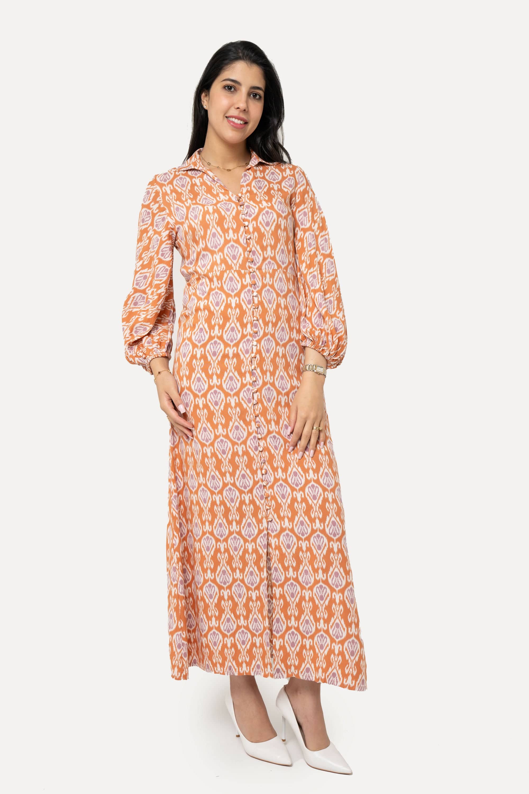 Yola Long Dress with Buttons Down the Length