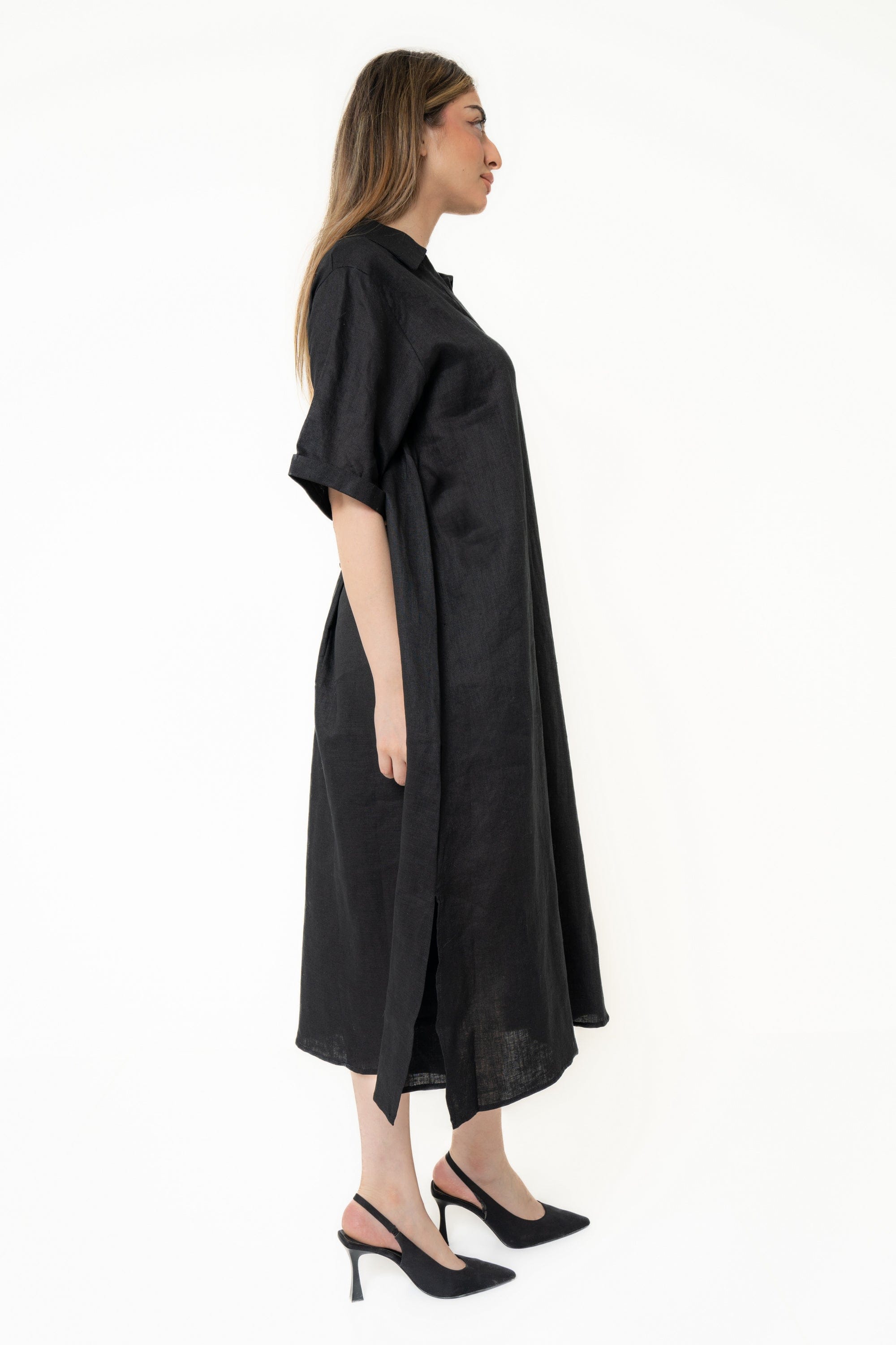 Long Plain Dress With Short Opening