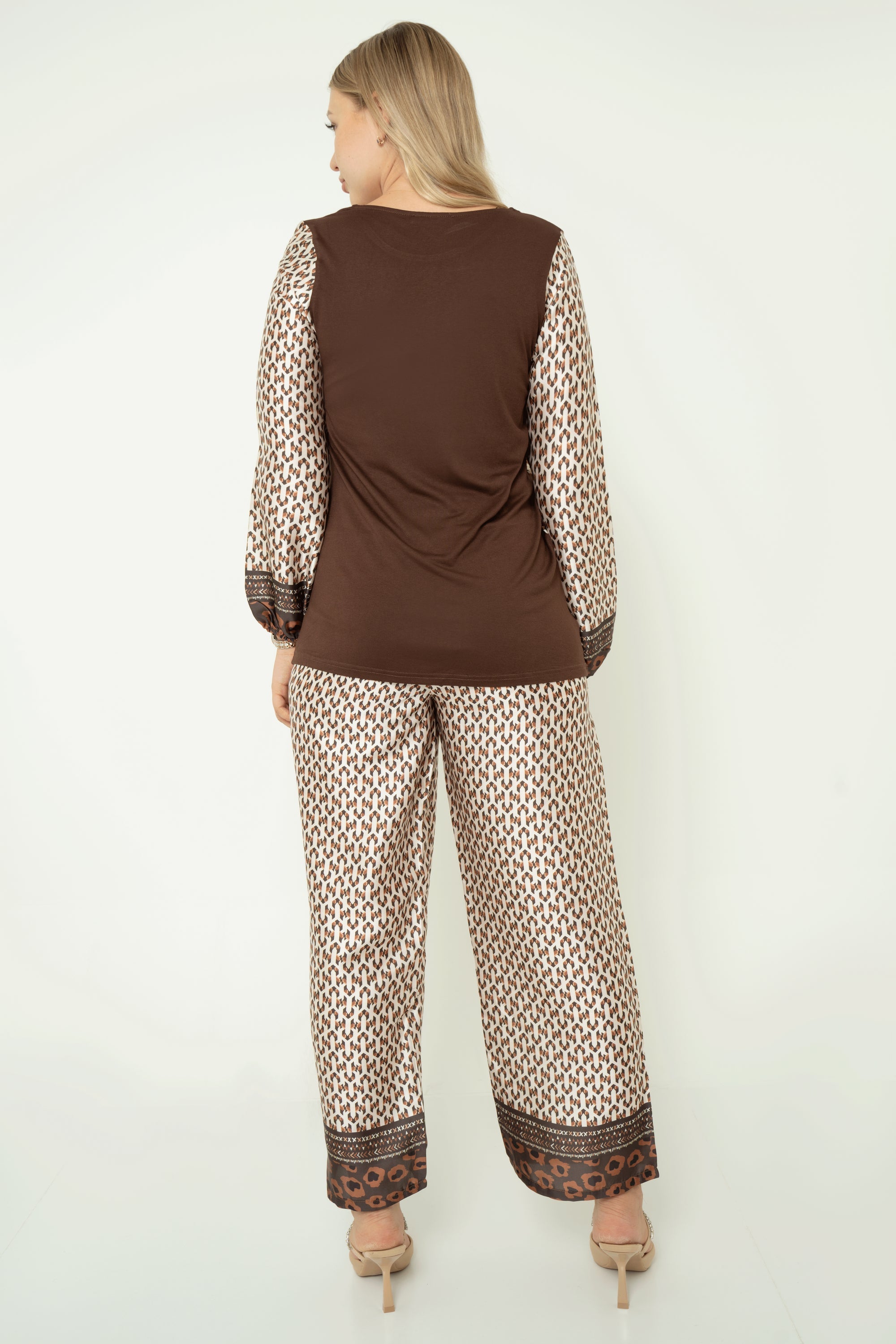 Yola patterned long-sleeve blouse