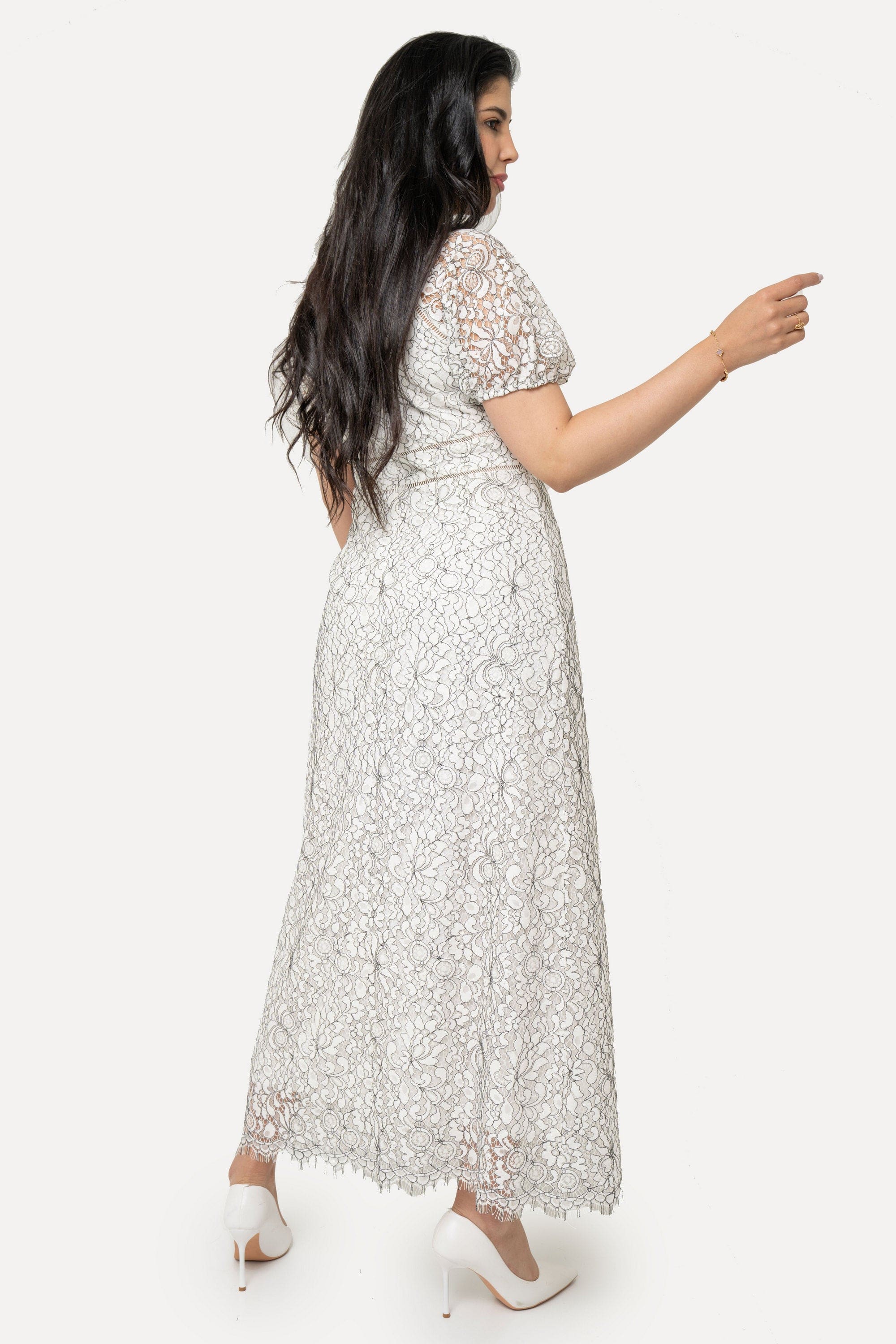 Yola Long Maxi Dress with Short Sleeves