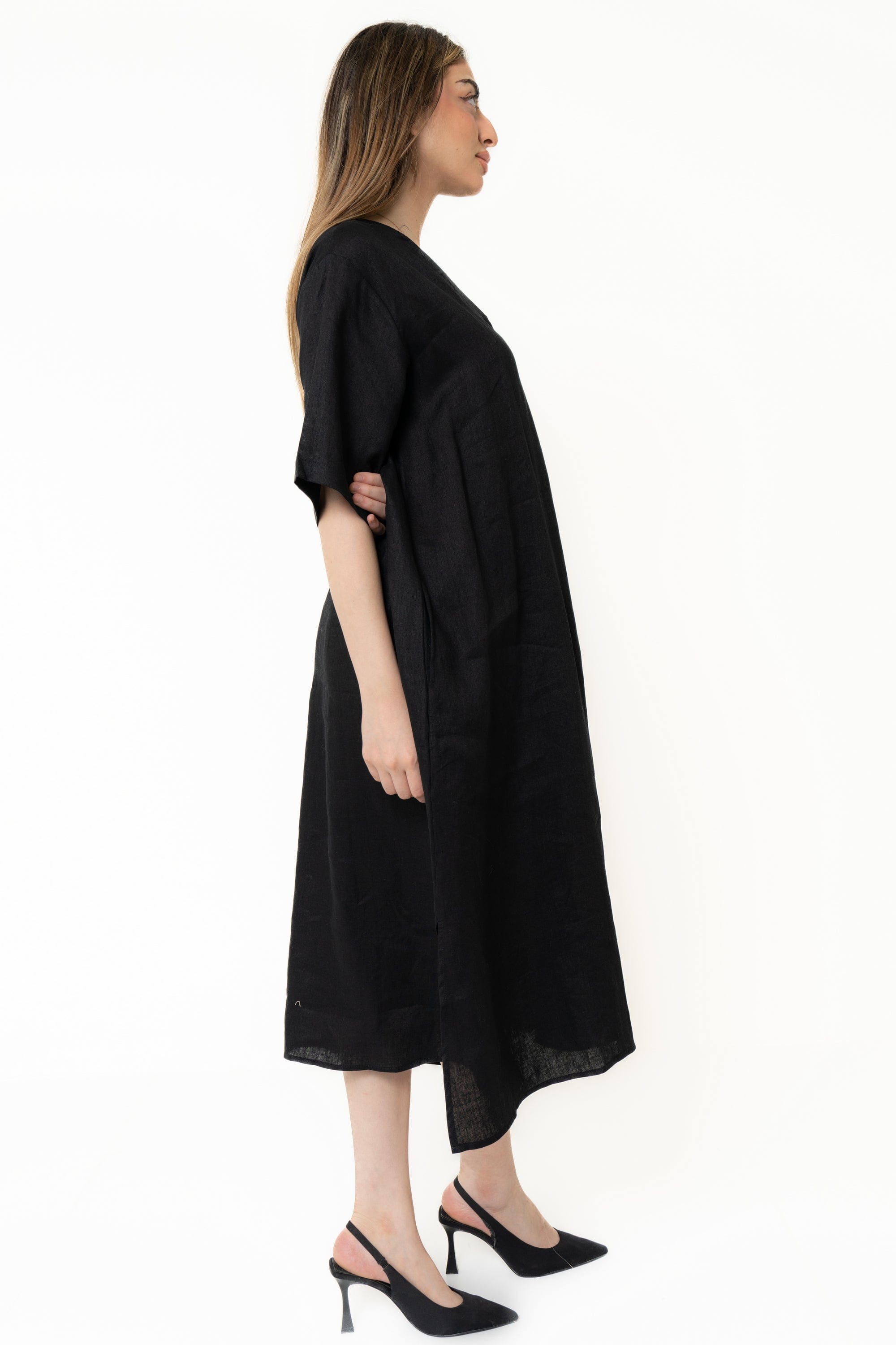 Yola Plain Long Half Sleeve Dress