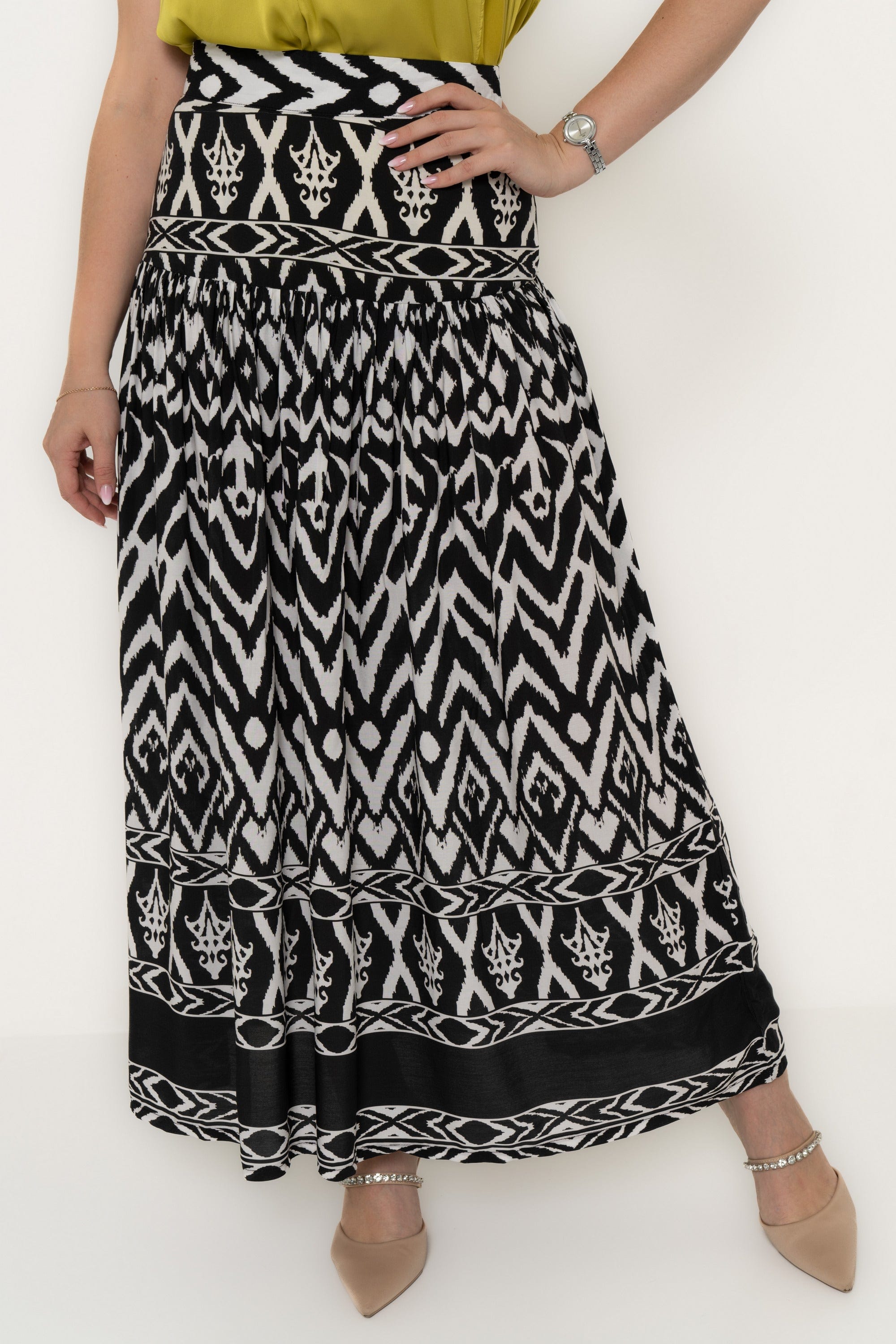 Long Printed Skirt with a Wide Cut