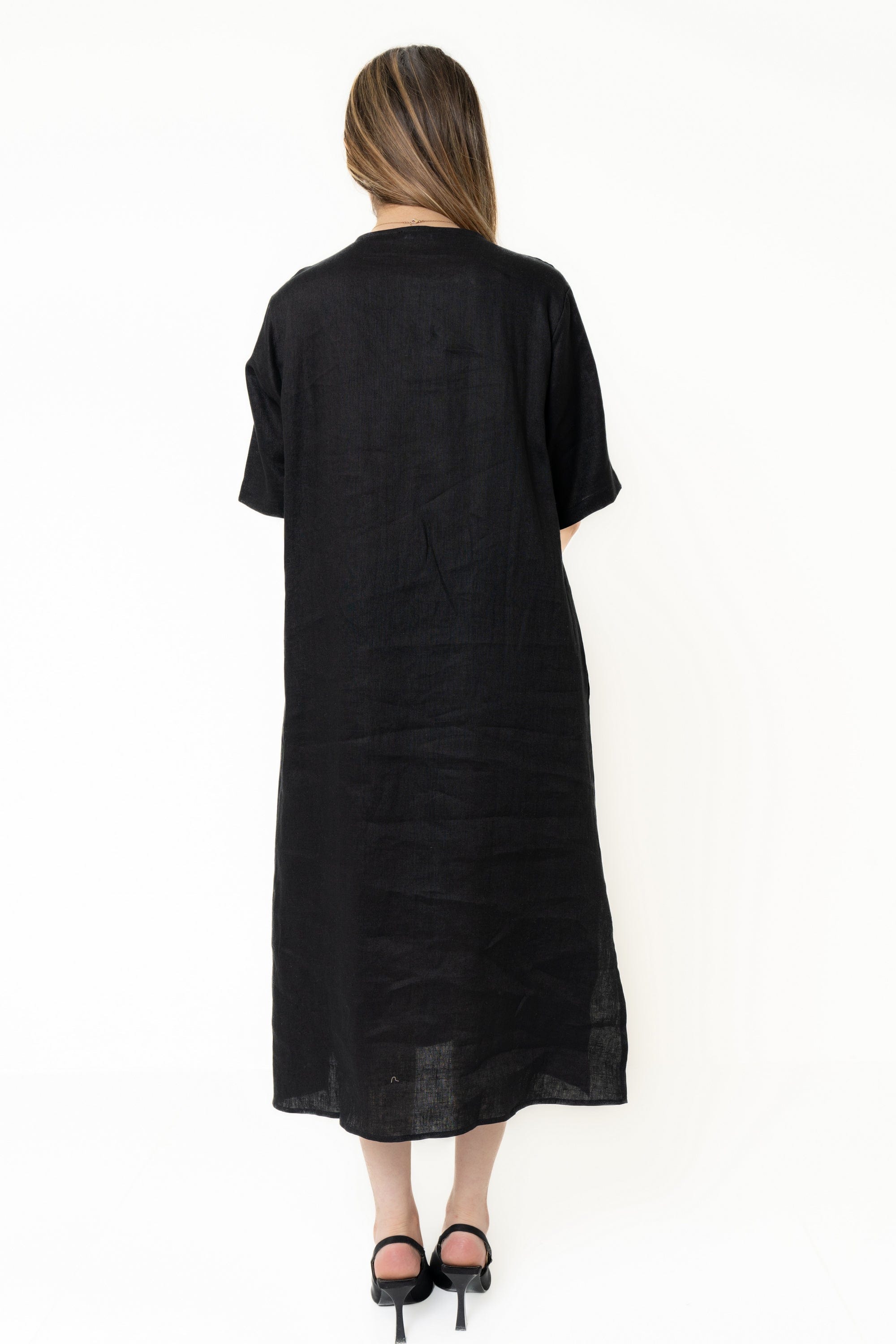 Yola Plain Long Half Sleeve Dress