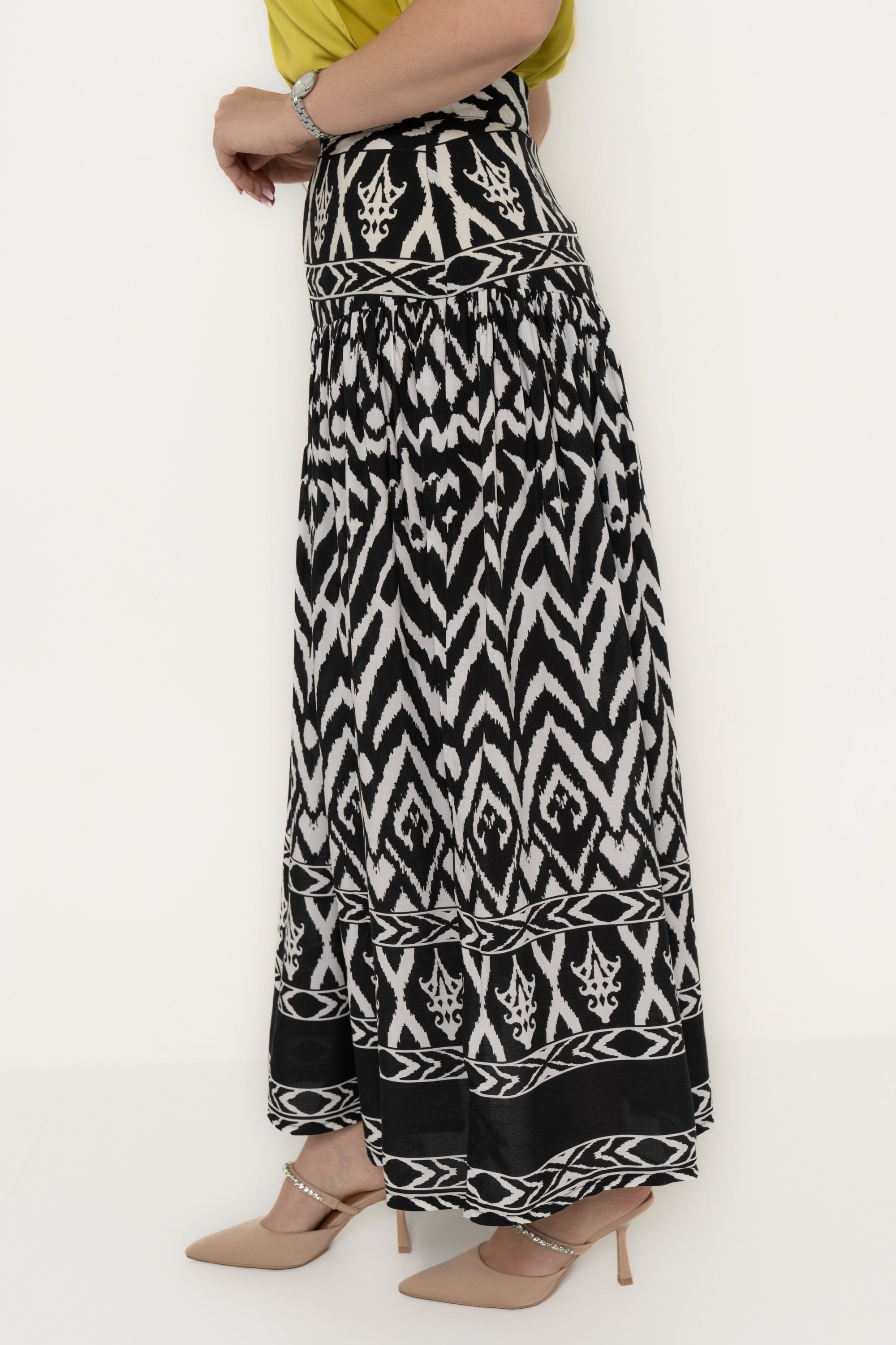 Long Printed Skirt with a Wide Cut