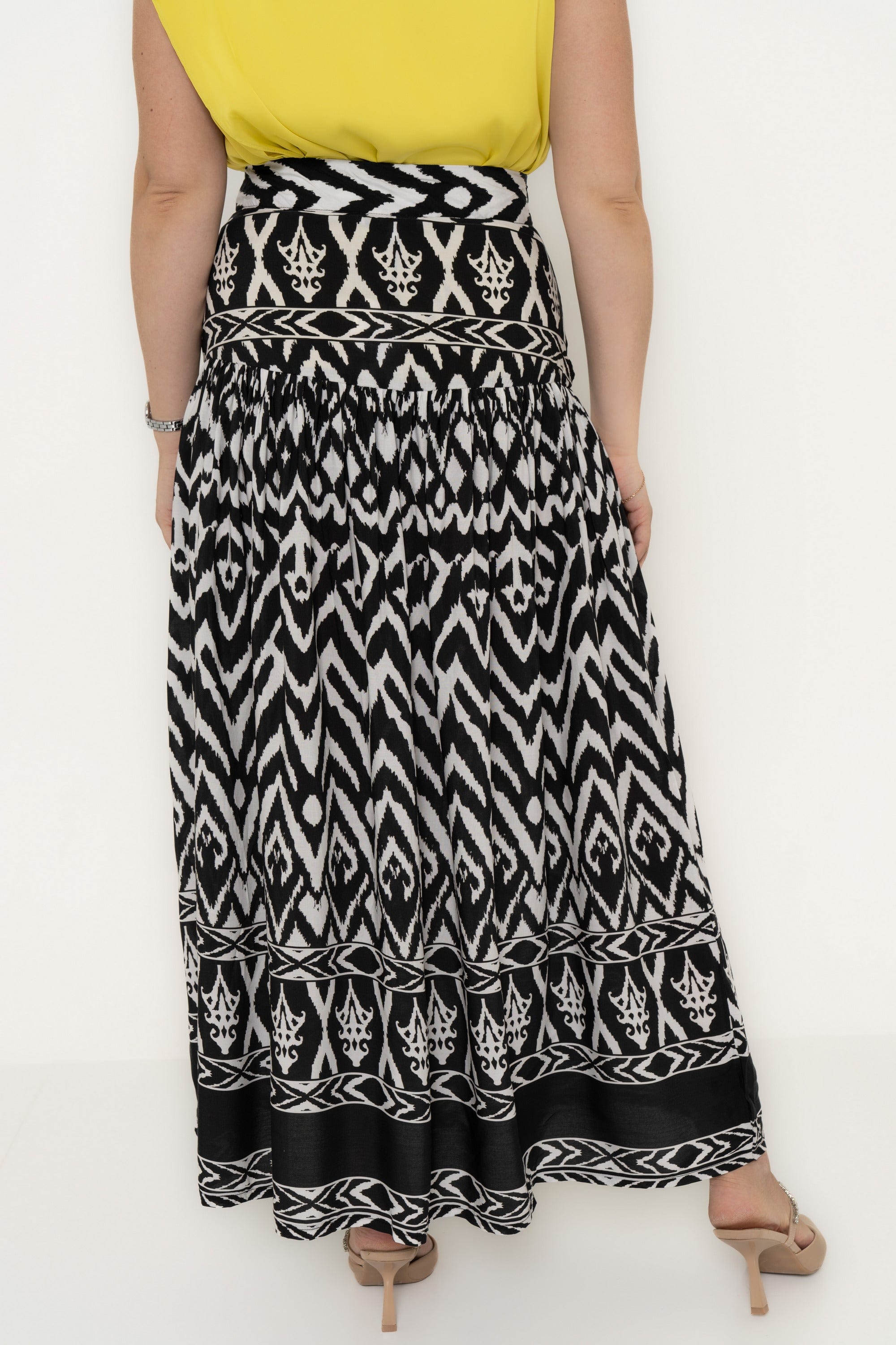 Long Printed Skirt with a Wide Cut