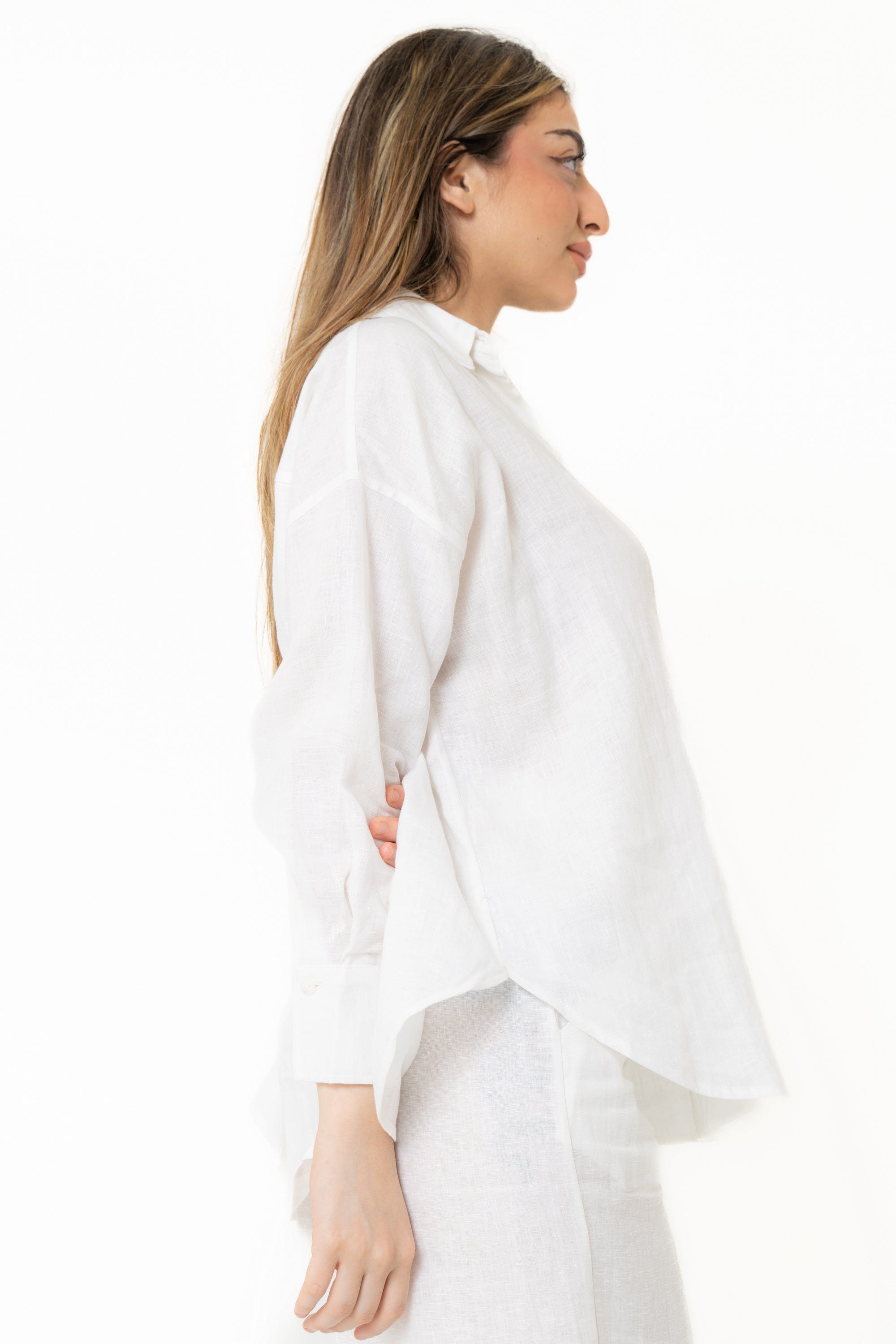 Plain Blouse With Pocket And Long Sleeves