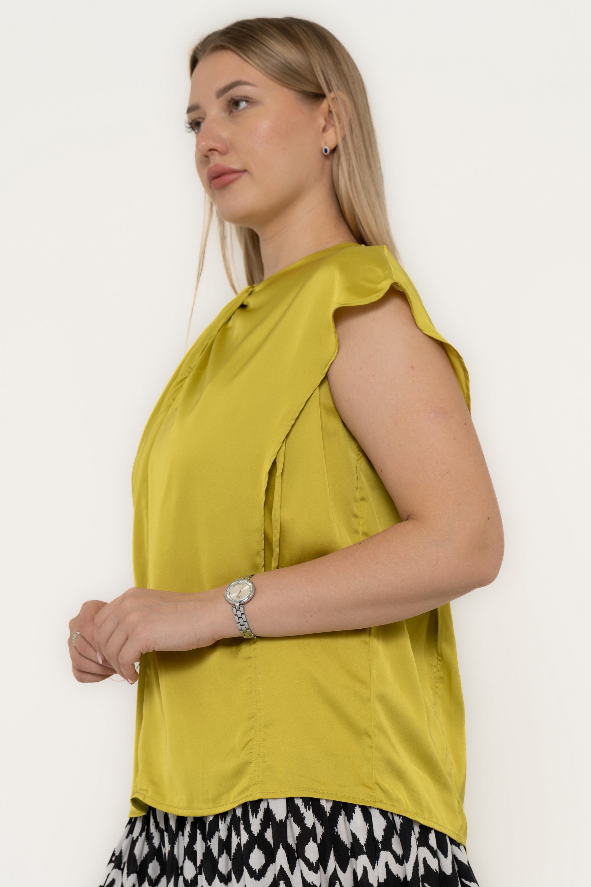 Yola Plain Satin Sleeveless Blouse